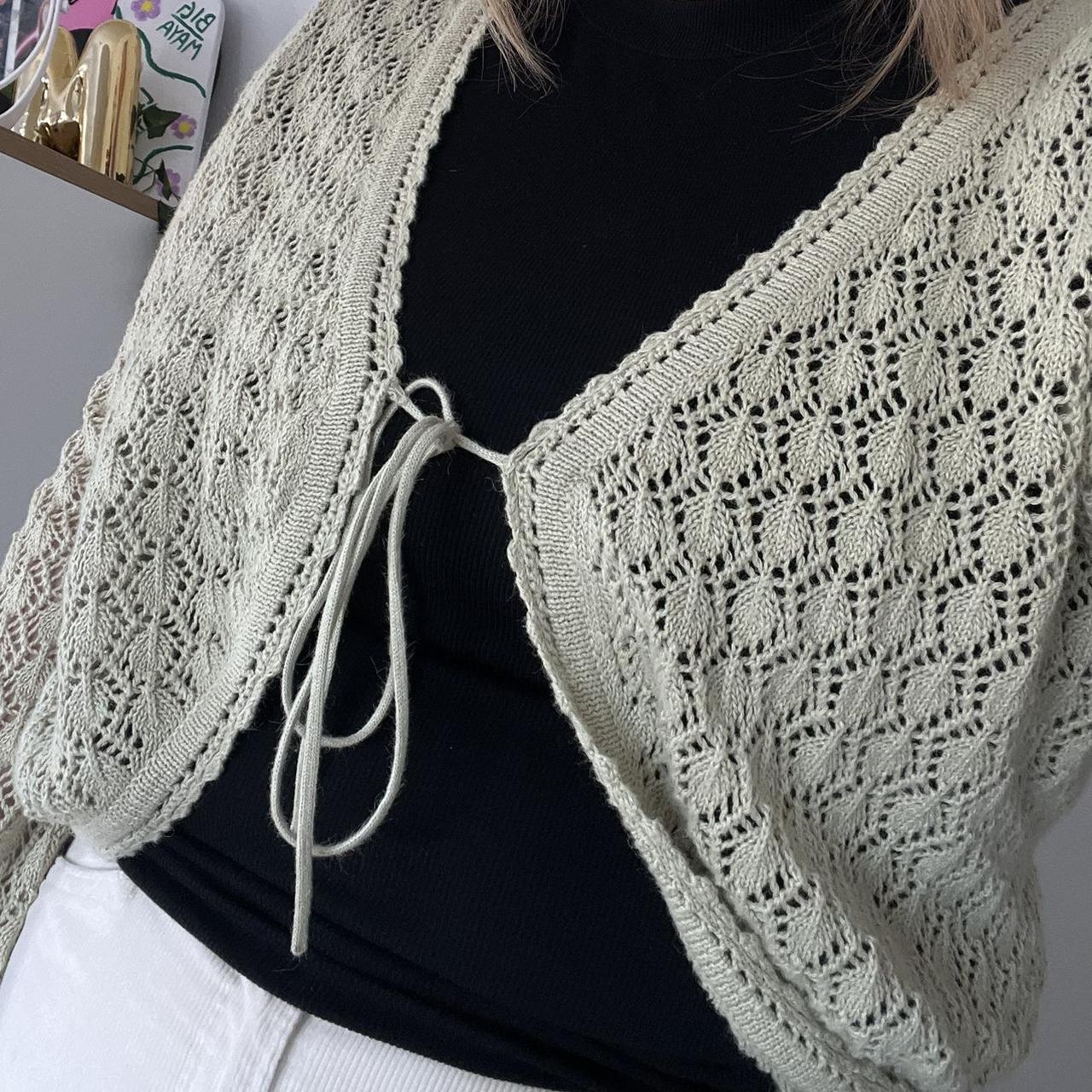 crochet top green crochet front tie top labeled Depop