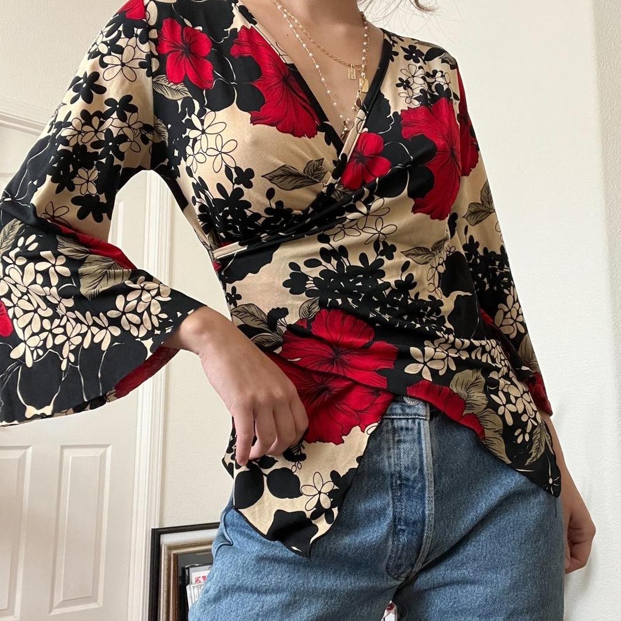 Women's Red and Black Blouse | Depop