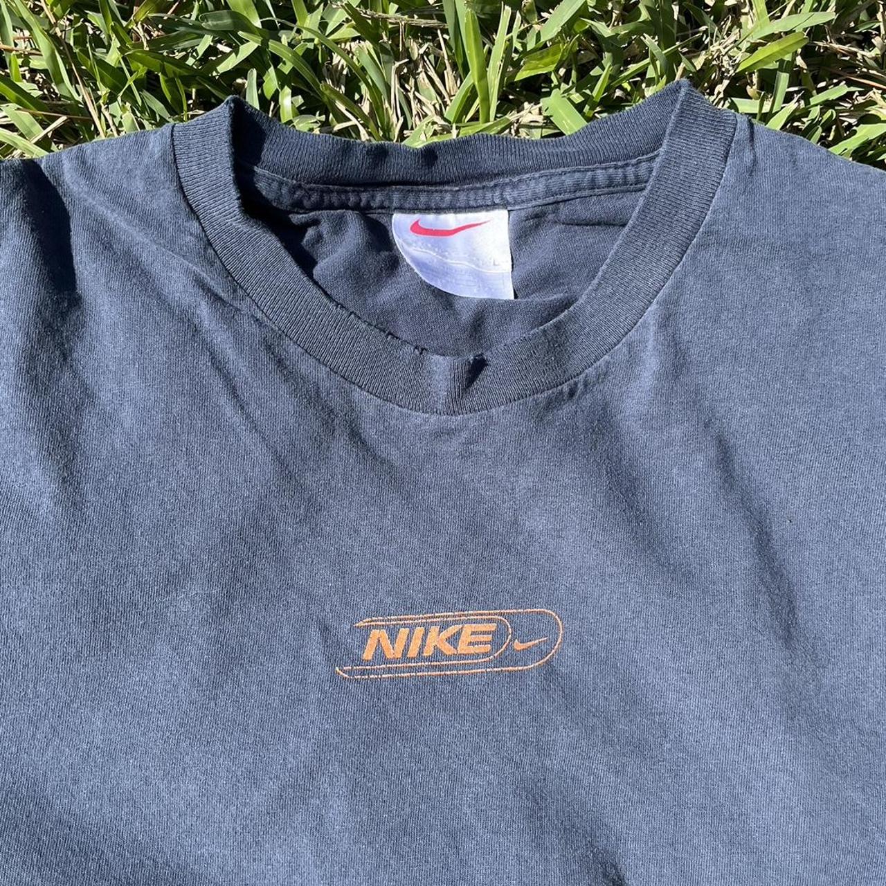 Nike Men's Navy and Orange T-shirt | Depop