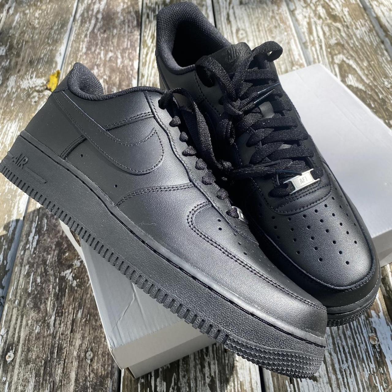 Customized black Nike air forces Size 7 boys Does - Depop
