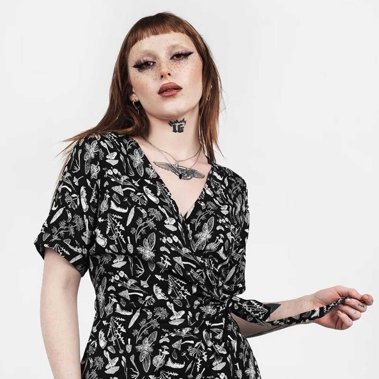 Disturbia Women's Black and White Dress | Depop