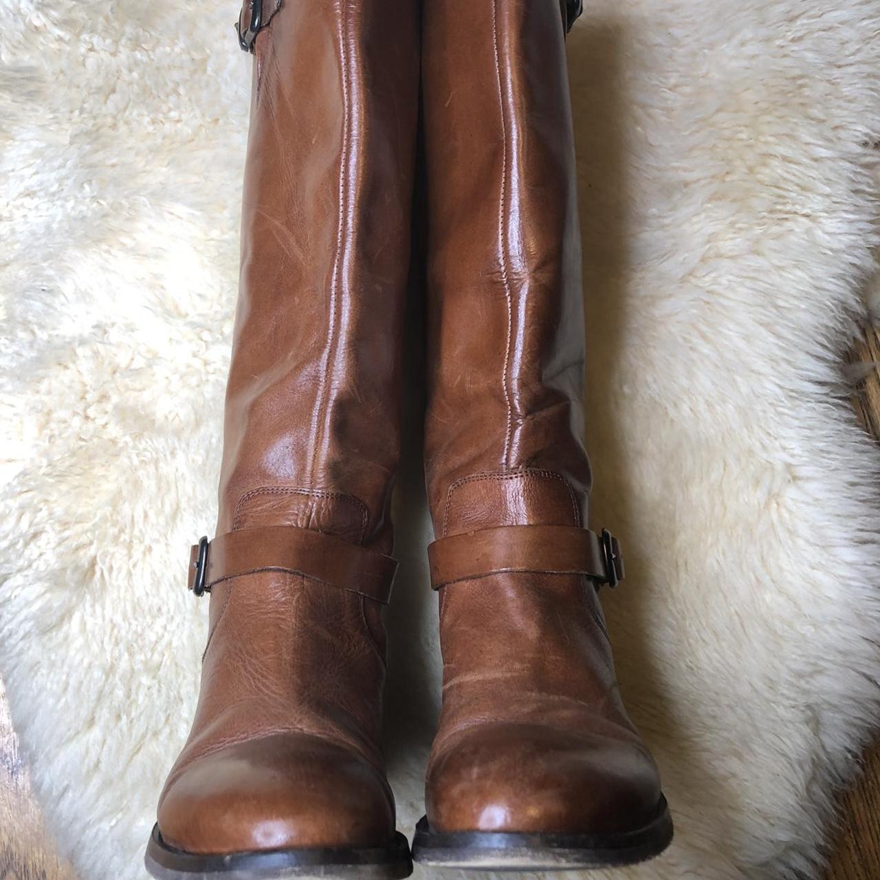 Tan leather riding boots. Slight scuffing on toes... Depop