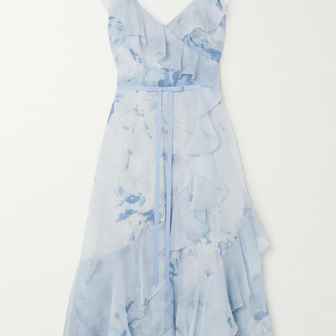 Marchesa Women's Blue Dress | Depop