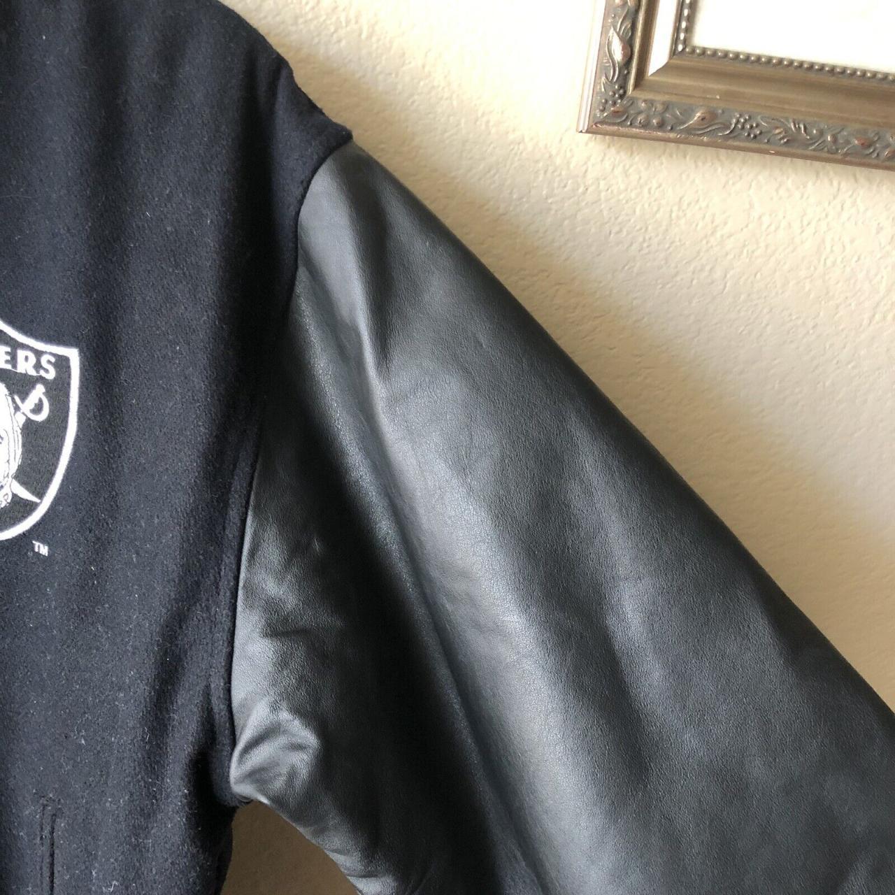 Vintage Pro Player Oakland Raiders leather jacket in - Depop