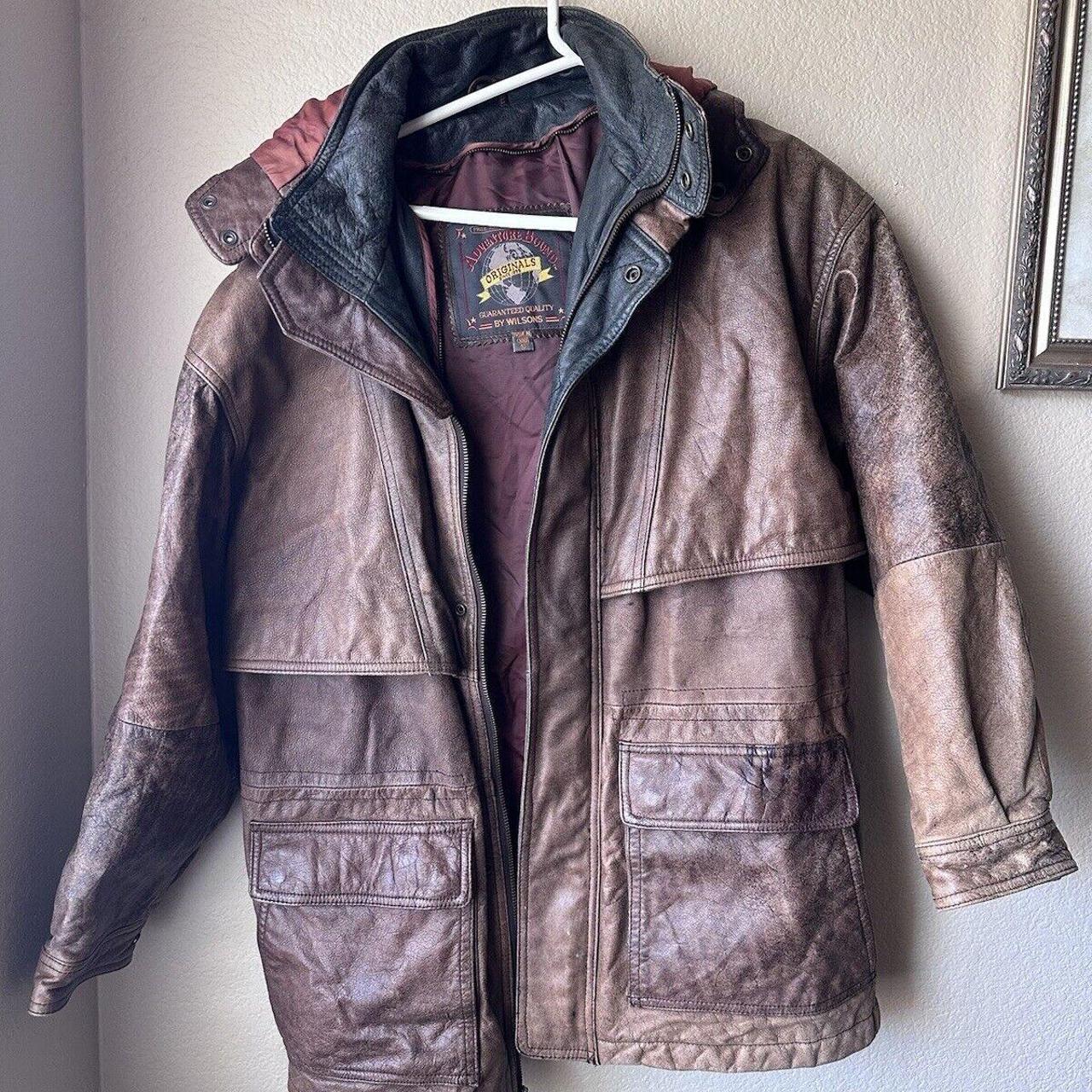 Adventure Bound Wilson Leather Bomber Hooded Jacket. Depop