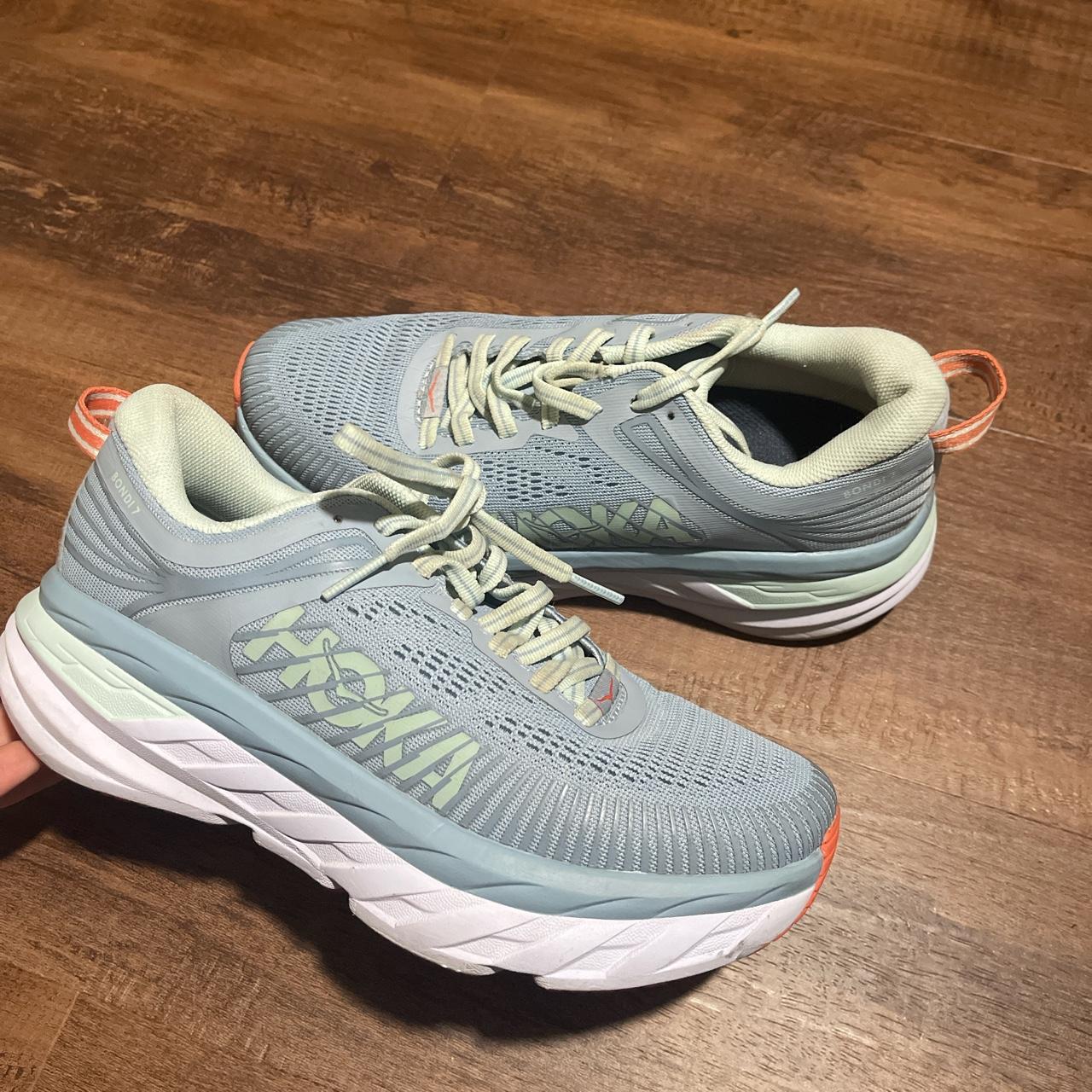 Light blue and orange Hokas. I liked them but they... - Depop