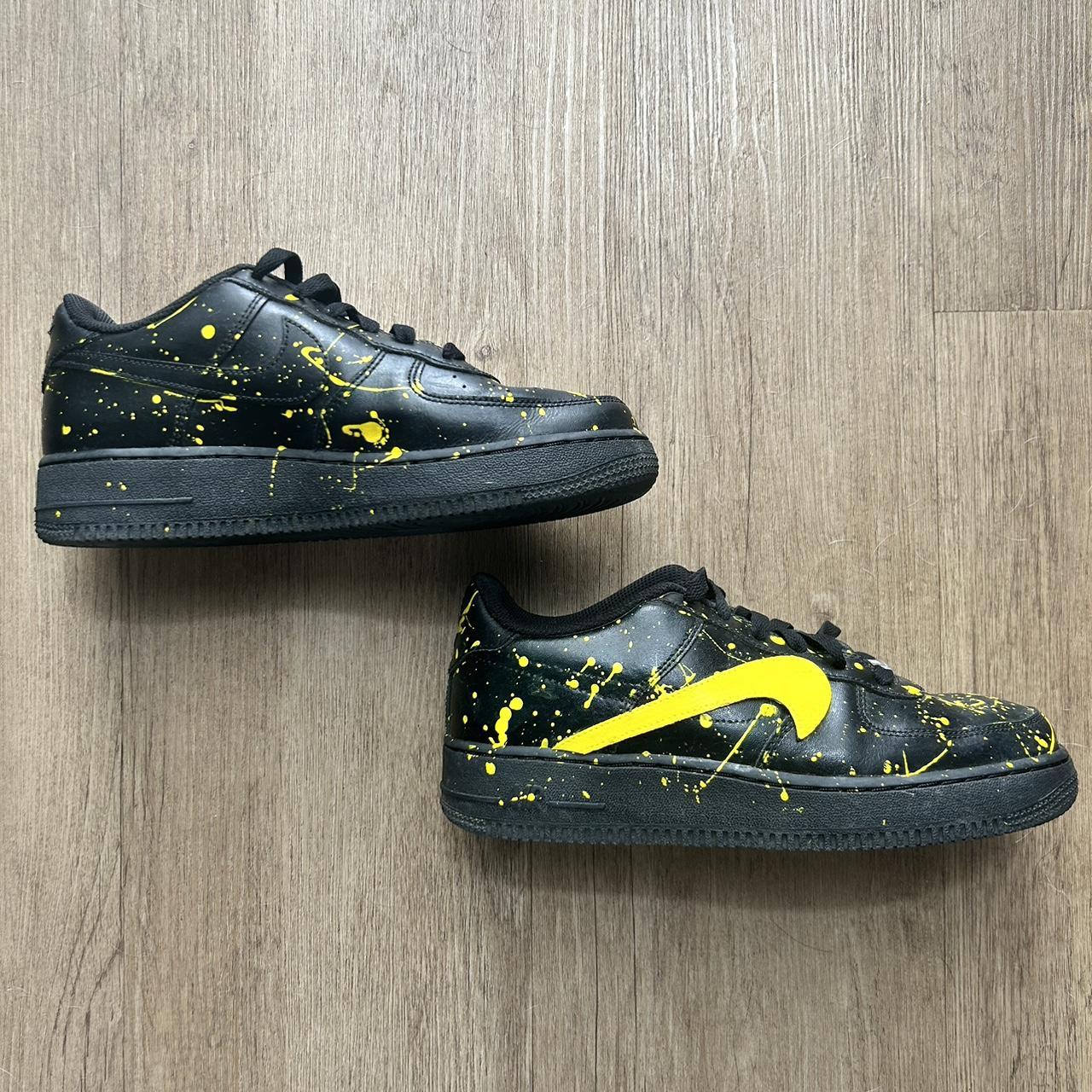 Nike custom Air Force low black and yellow Depop