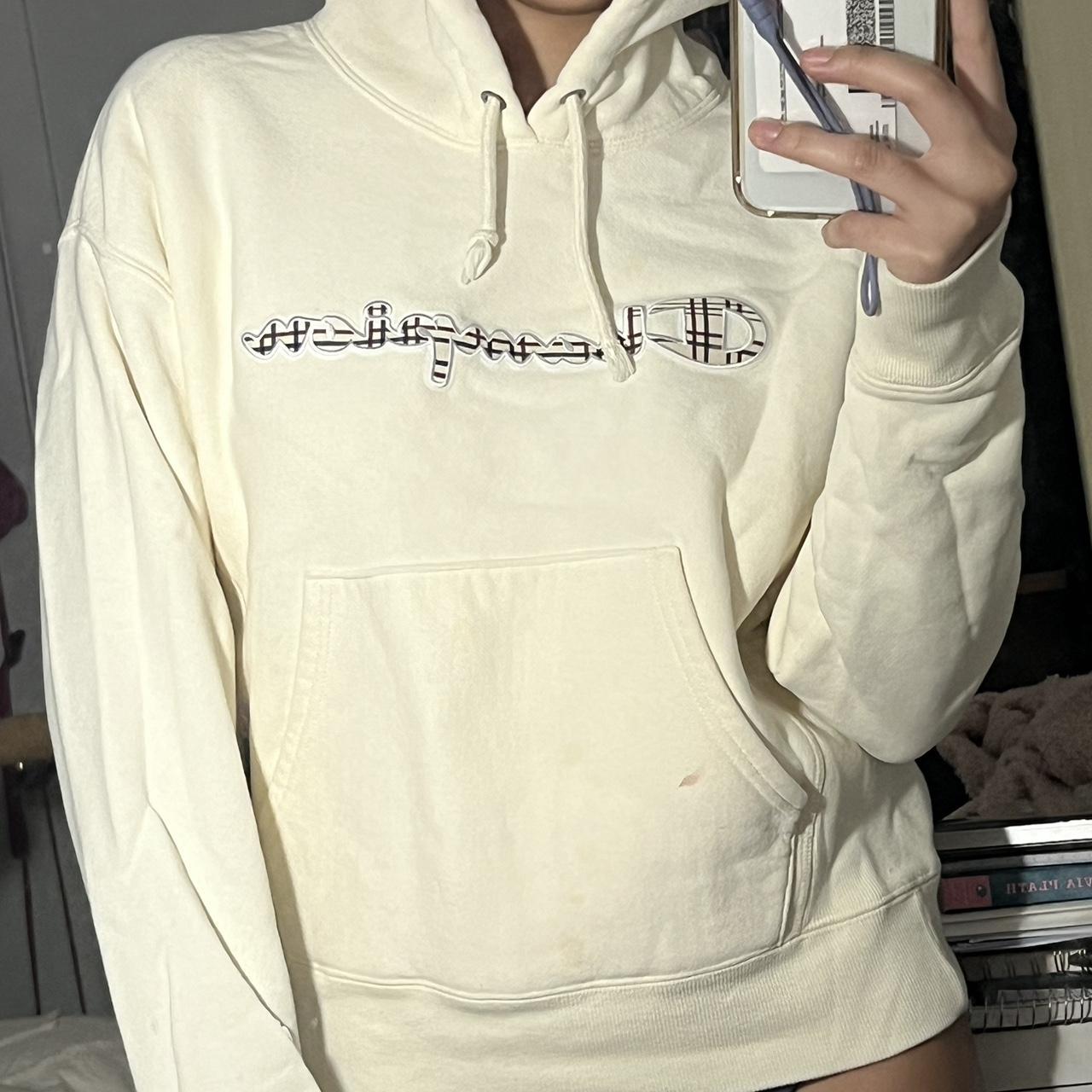 Champion Women's Cream Hoodie Depop