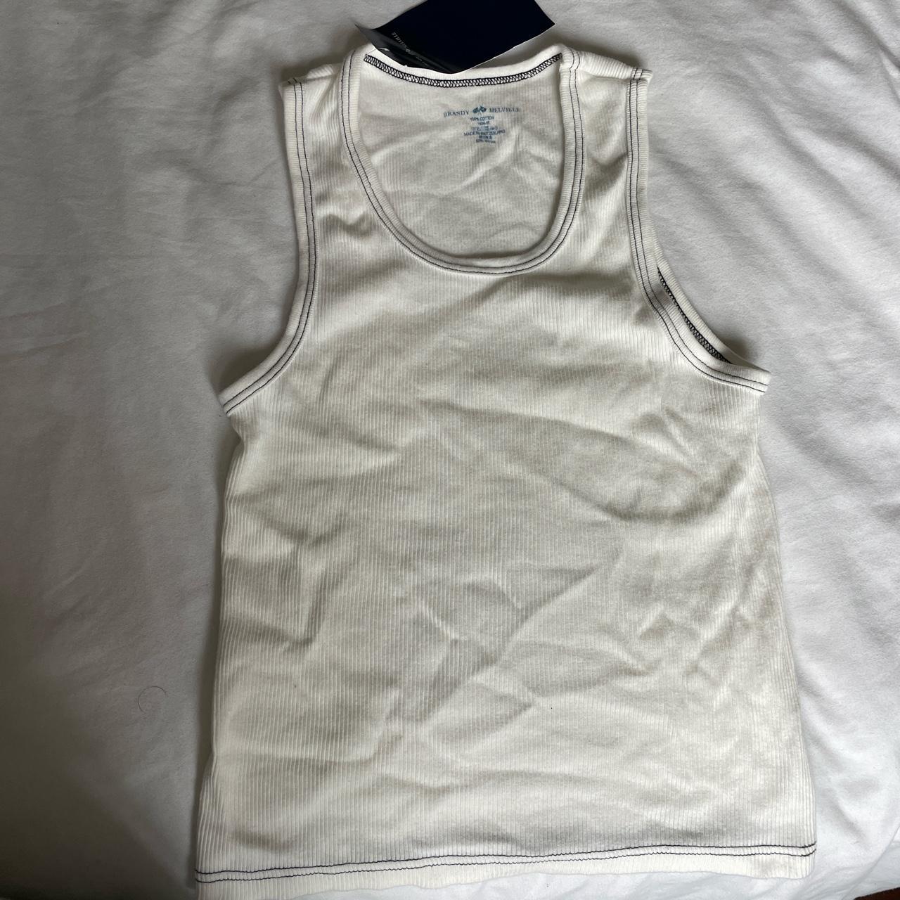 brandy melville contrast stitch top - Depop