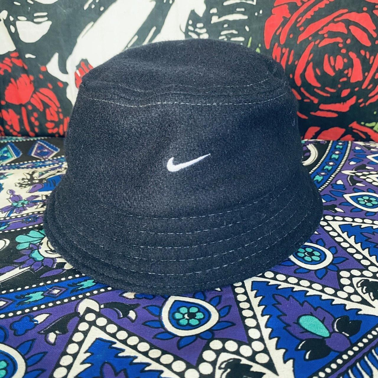 VTG 90s Nike White Tag Blue Swoosh Logo Wool Bucket. Depop