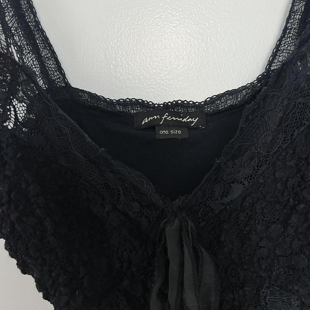 vintage 90s lace ann ferriday tank top🫧 bow... Depop