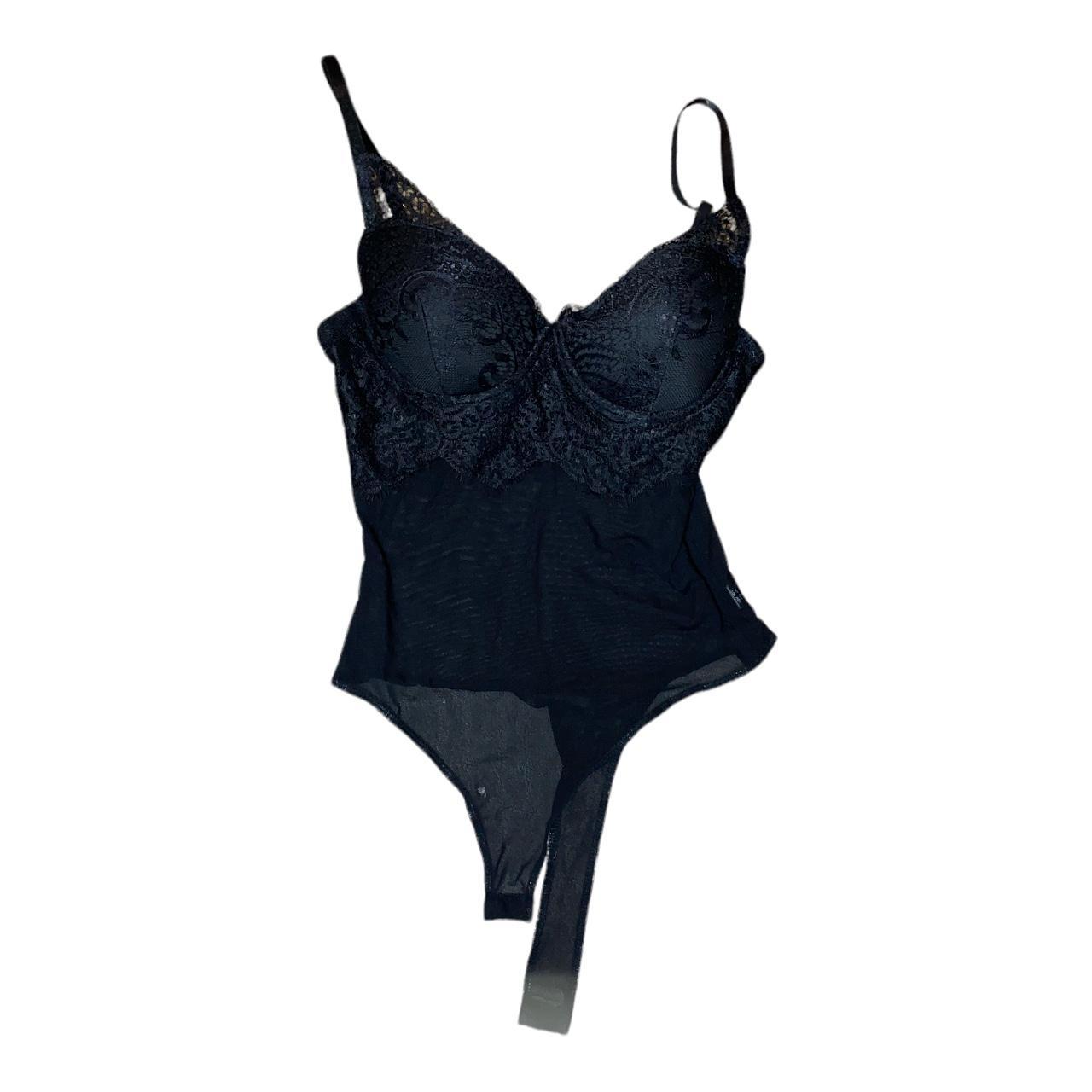 Blashe Black Lace Mesh Bustier Style Sweetheart... - Depop