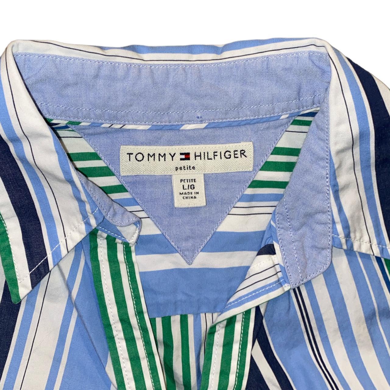 Tommy Hilfiger Blue Green White Women’s Stripes... - Depop