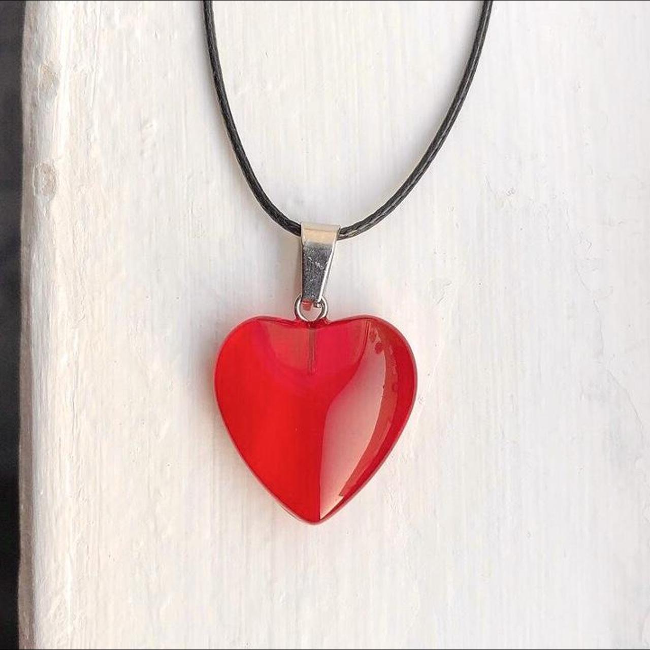 Small red sale heart necklace