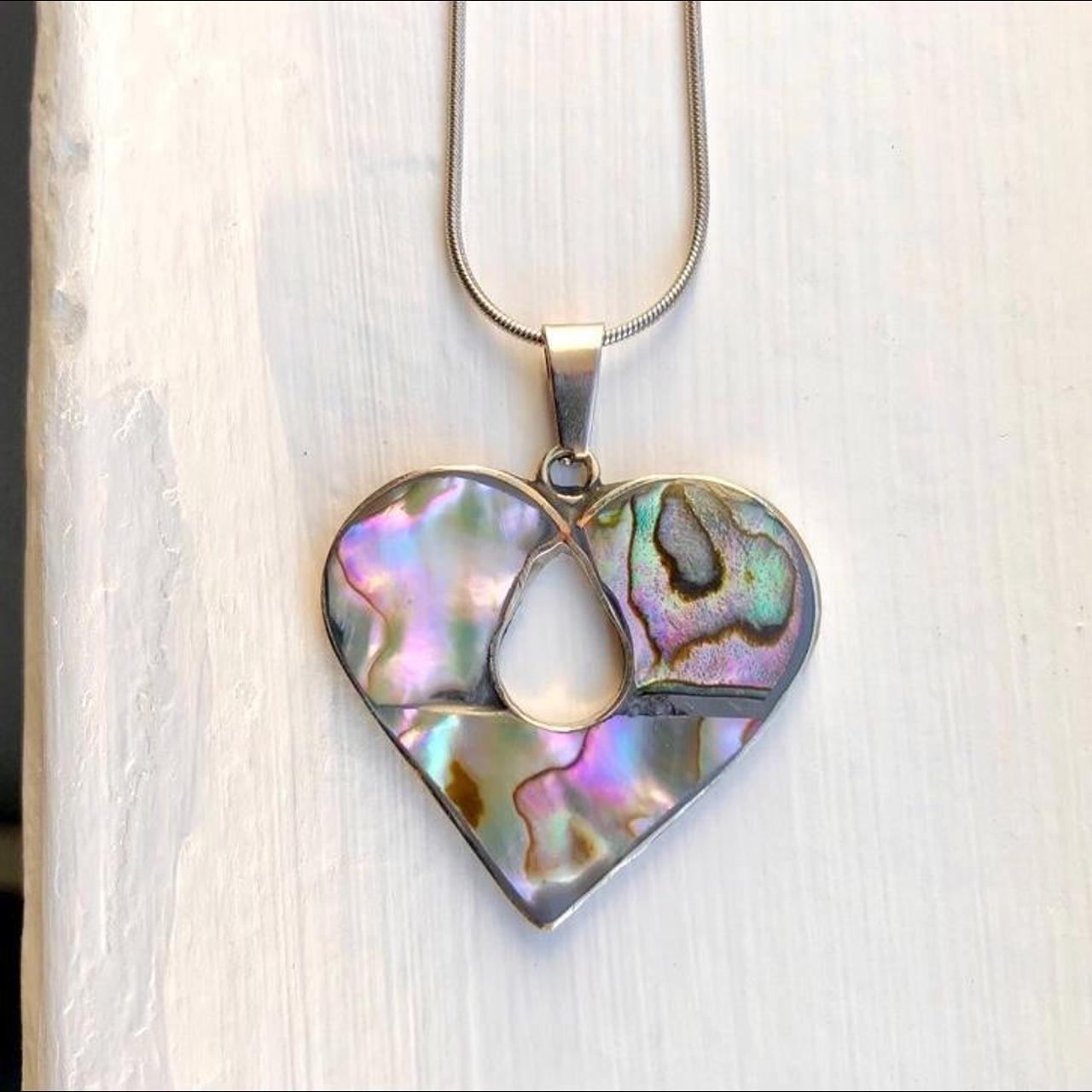 Blue Shell Heart Necklace, Abalone Pendant, Sterling Silver Chain —  CindyLouWho2
