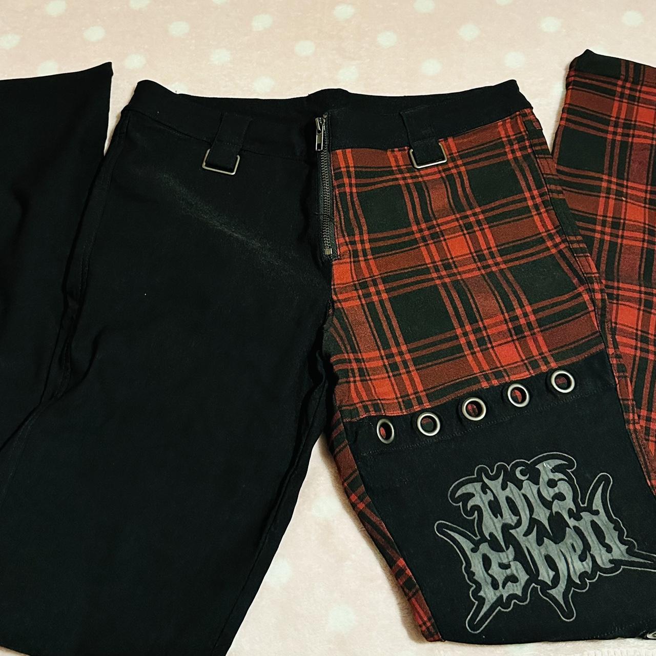 KILLSTAR Half Black Half Red Pants there’s a hole... Depop