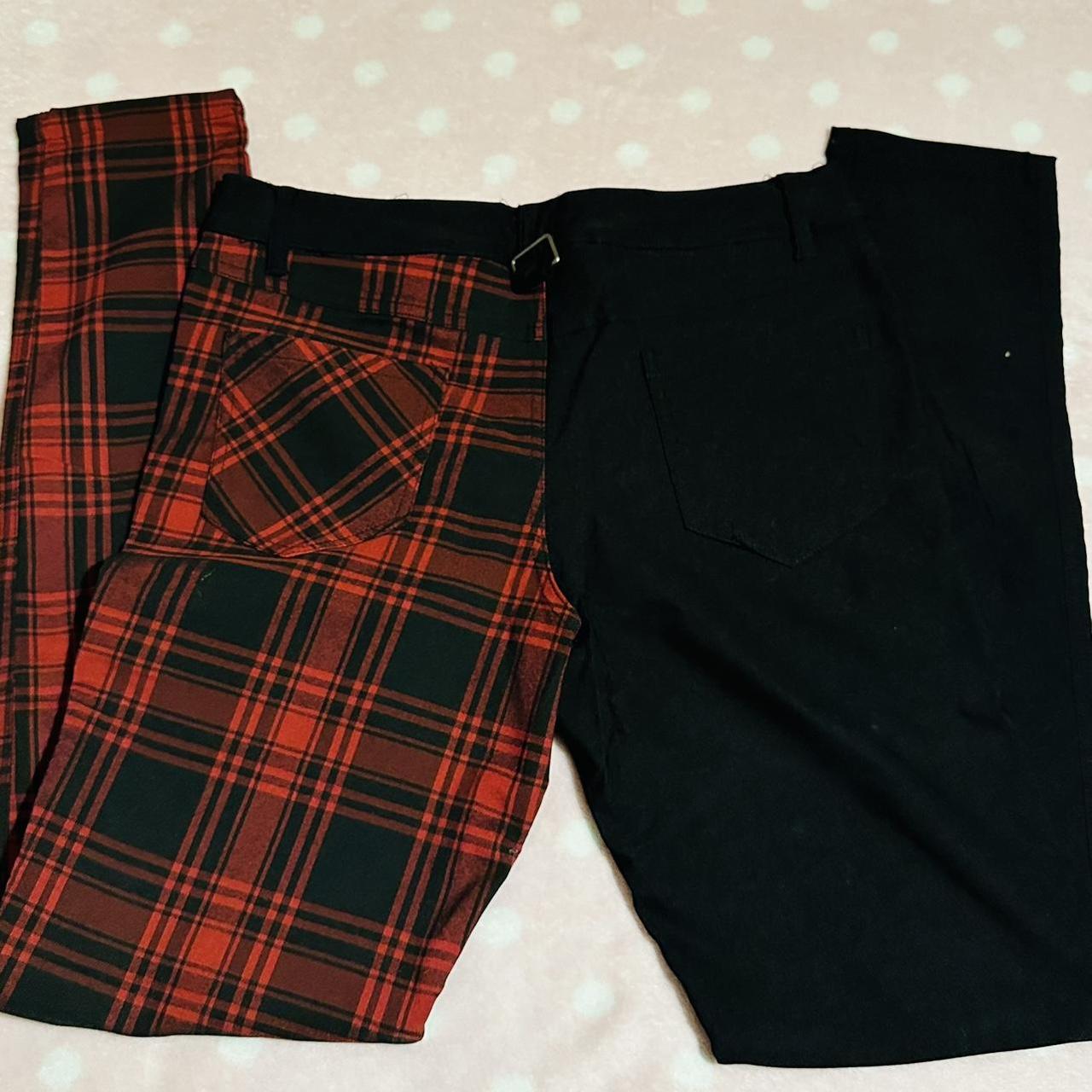 KILLSTAR Half Black Half Red Pants there’s a hole... Depop