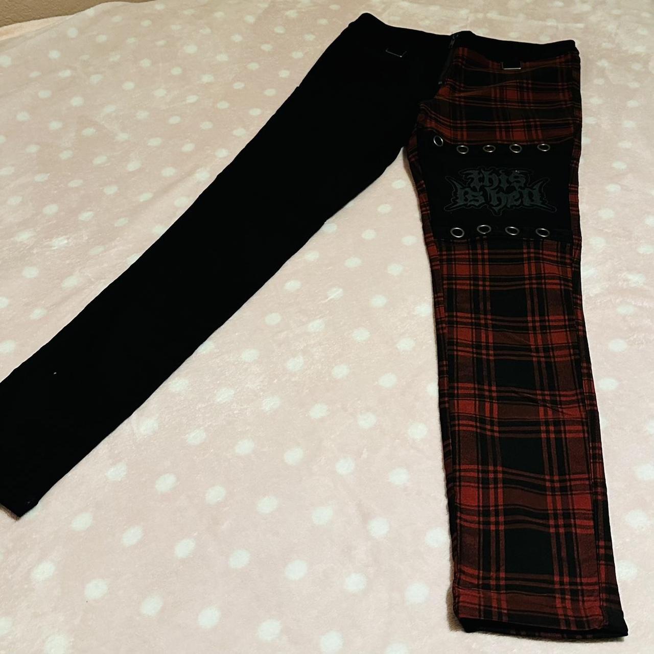 KILLSTAR Half Black Half Red Pants there’s a hole... Depop