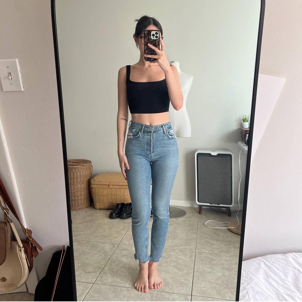 agolde nico distressed high rise slim skinny jeans Depop