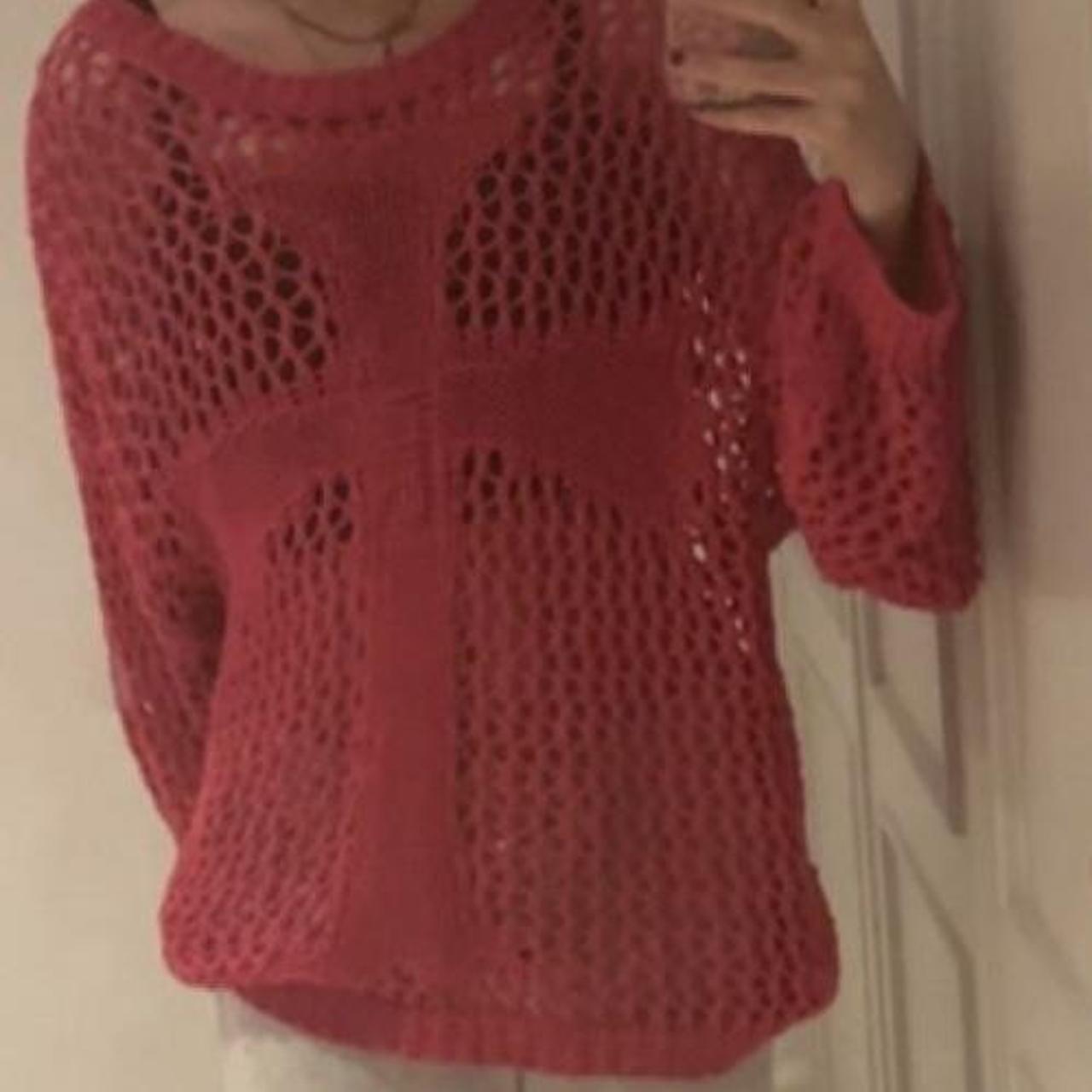 RACER WORLDWIDE PINK CROCHET JUMPER!!! super cute... Depop
