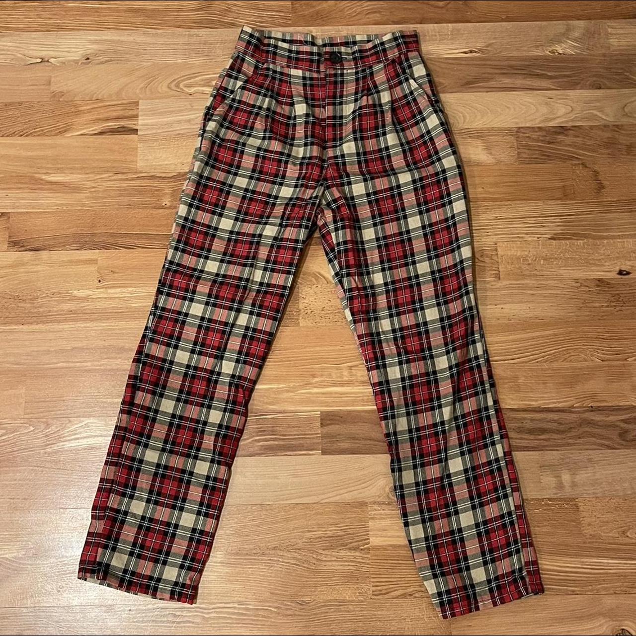 Urban outfitters red plaid pants Great condition,... - Depop