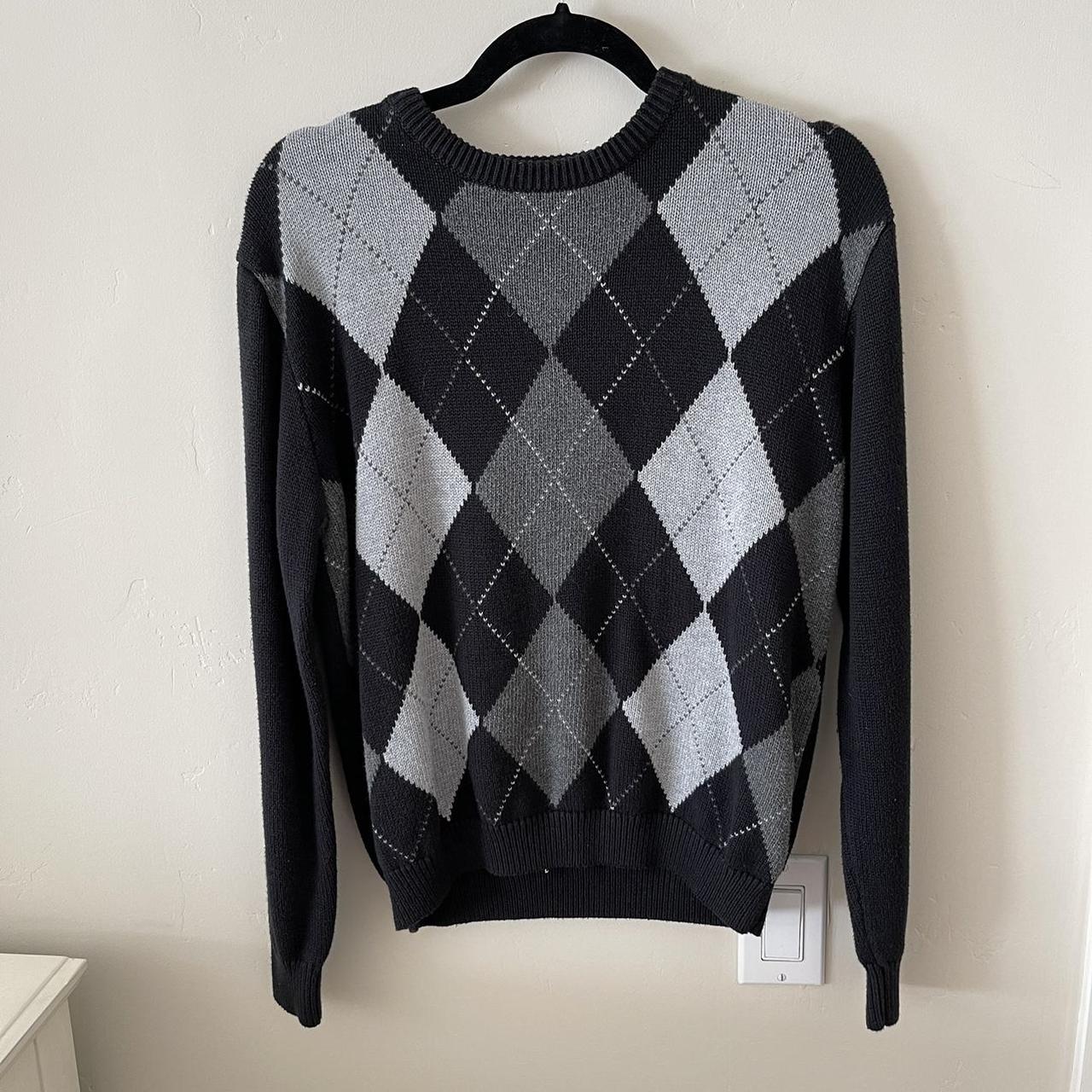 Brandy Melville black and grey argyle sweater Good... Depop