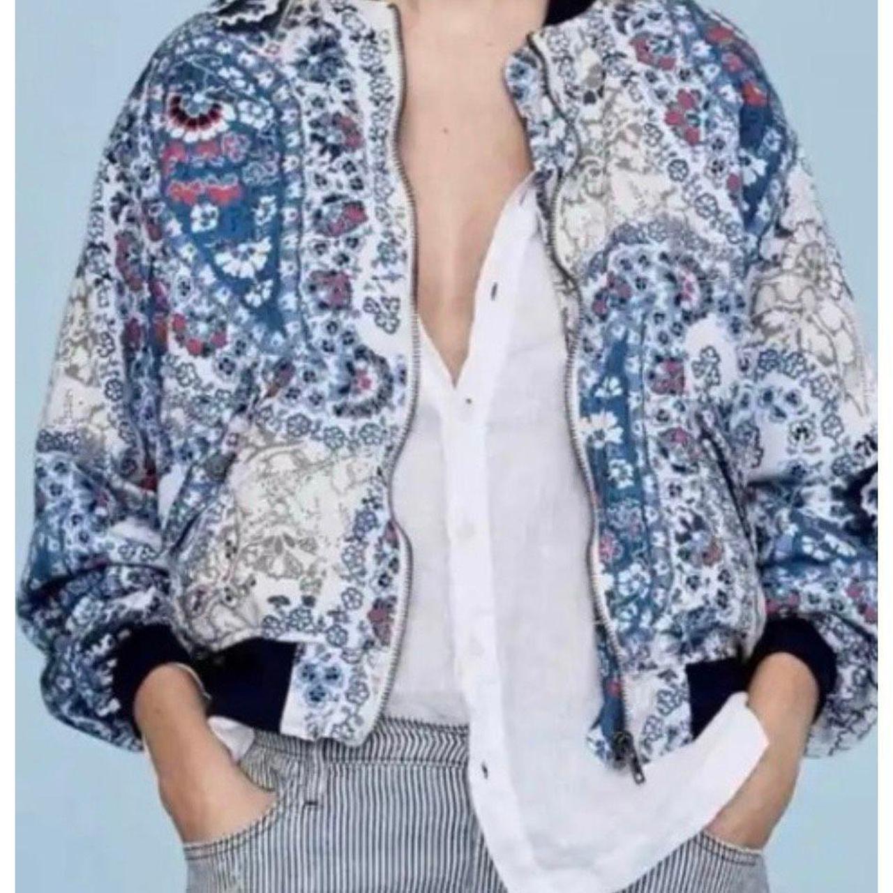 Free People Blue outlet White Paisley Jacket