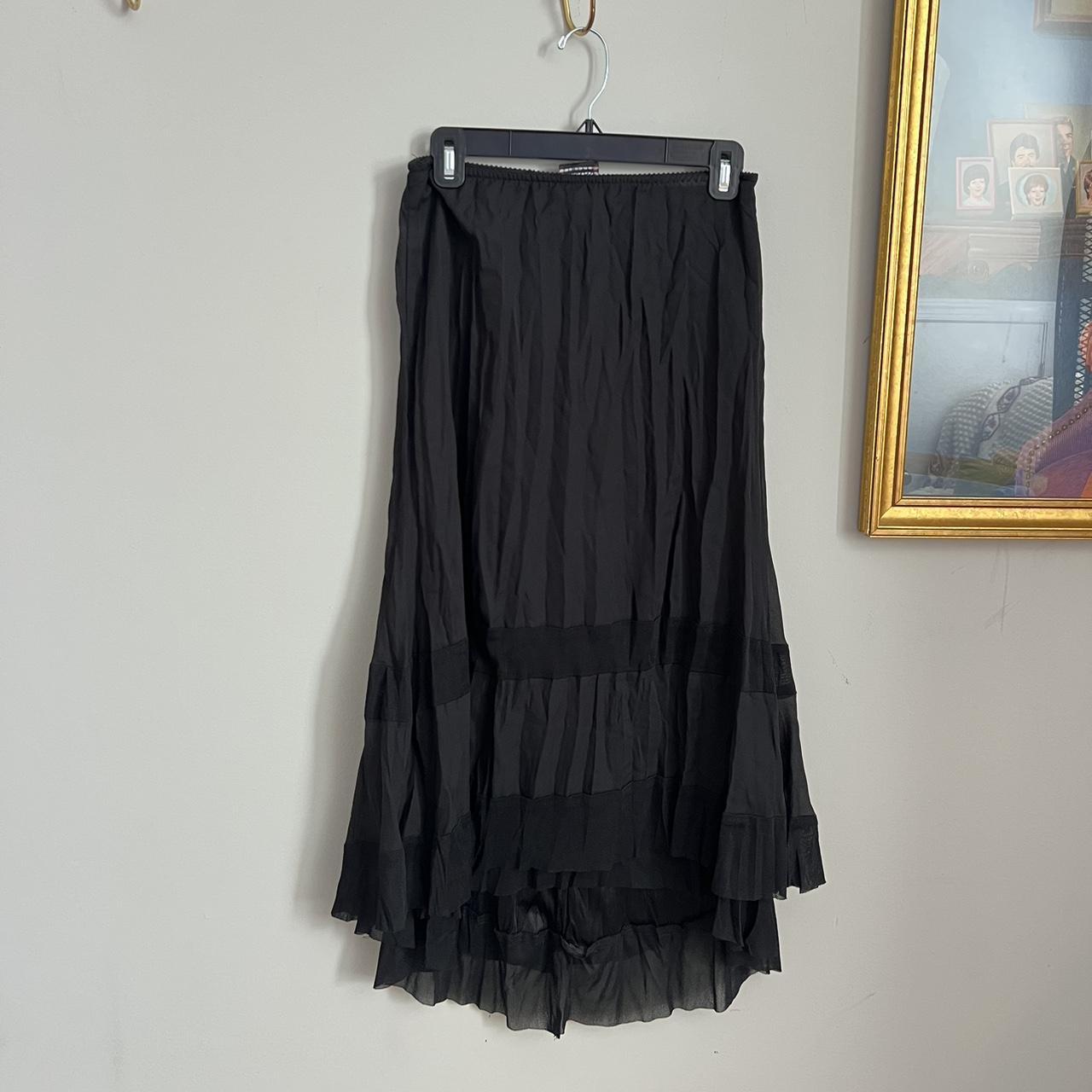 Black tiered maxi skirt with elastic waistband and... - Depop