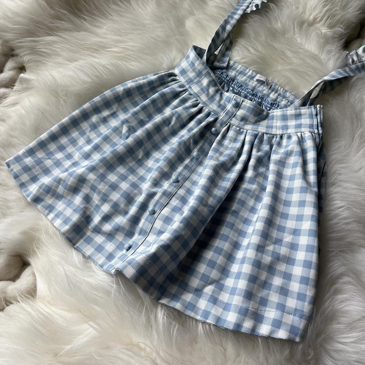 Pottery Blue Gingham Maker Crossback Skirt | Organic Zoo