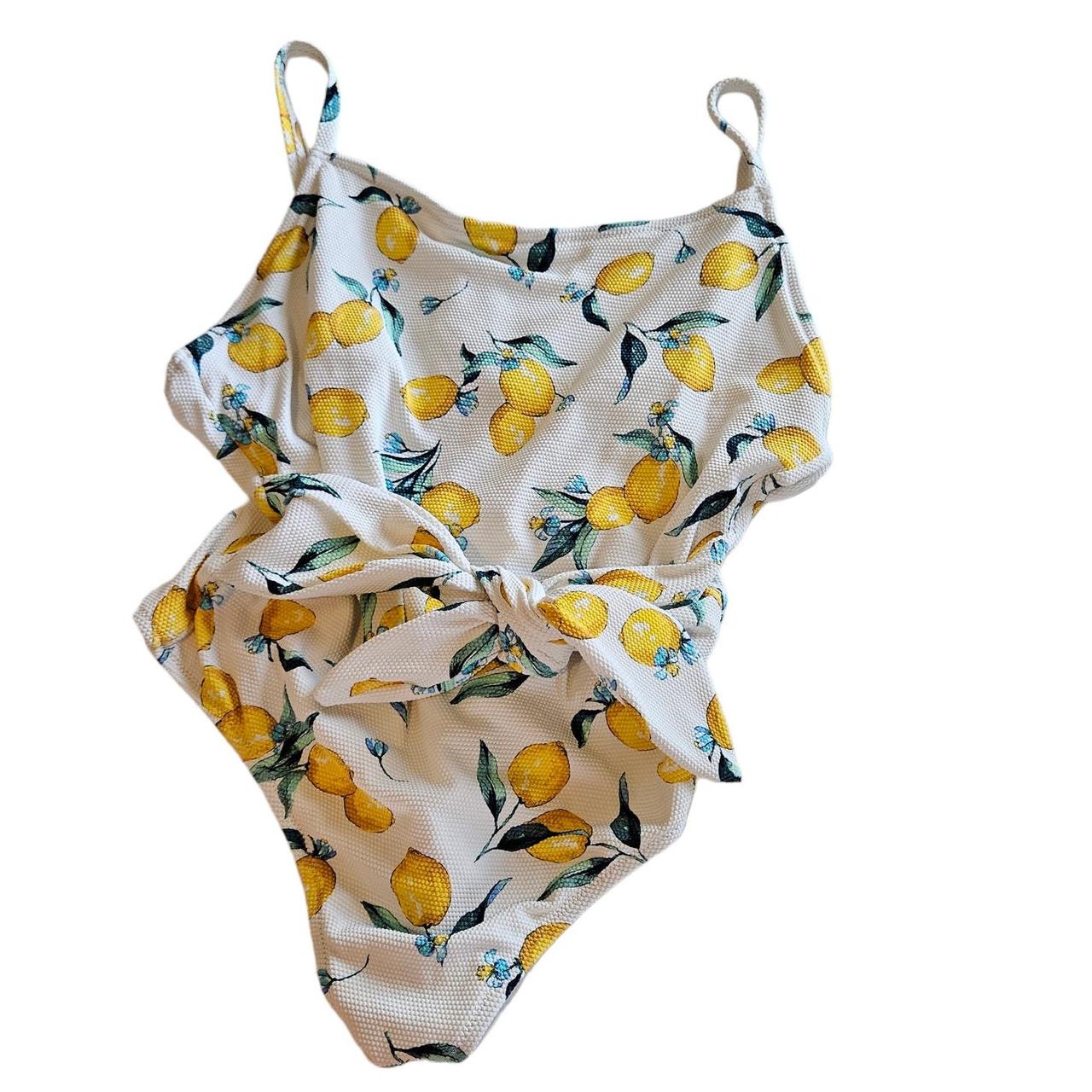 Jessica Simpson Tie Waist One Piece Swimsuit Lemon