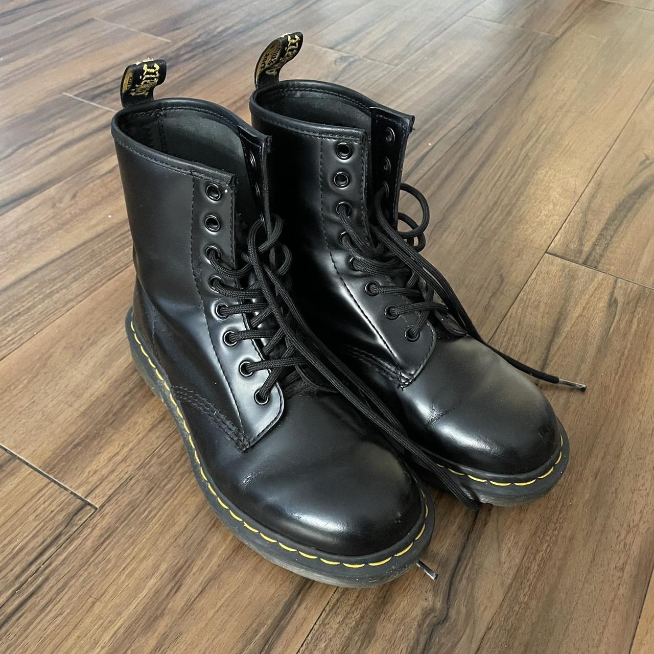 dr martens 1460 black boots! has signs of wear but... - Depop