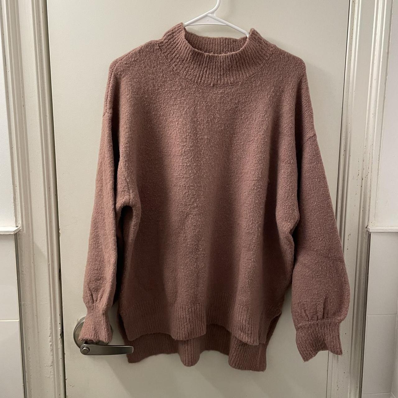 pinkish purple mock neck sweater! color is darker... - Depop