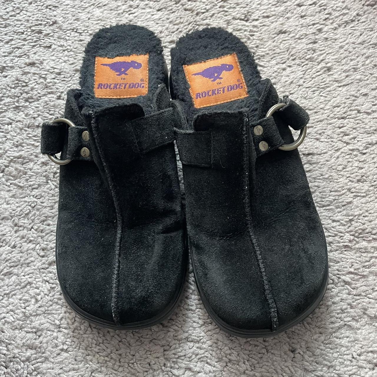 Mule / Clog suede and fuzzy rocket dog platforms... Depop