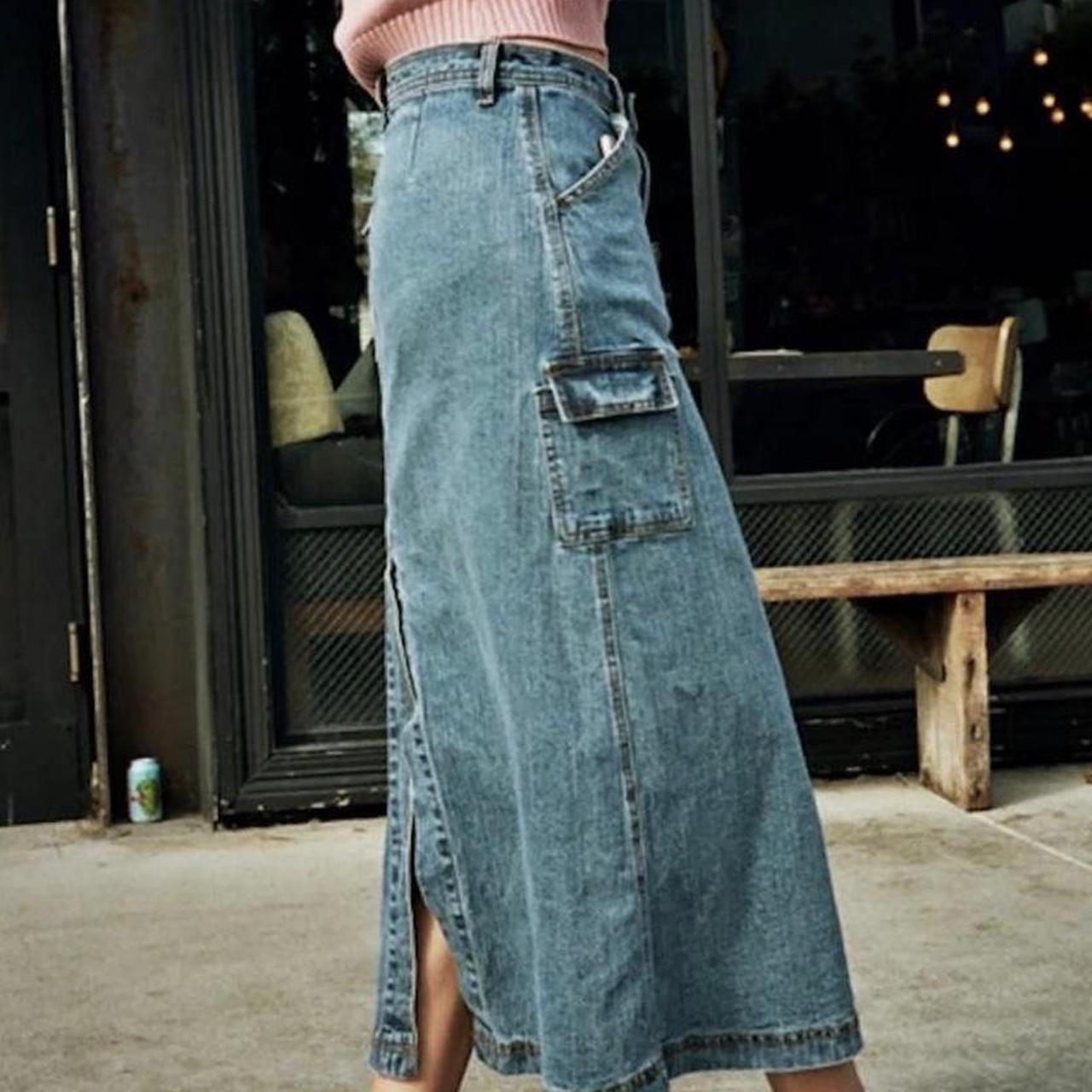 Brandy Melville Kenzie Skirt Long denim maxi skirt... Depop