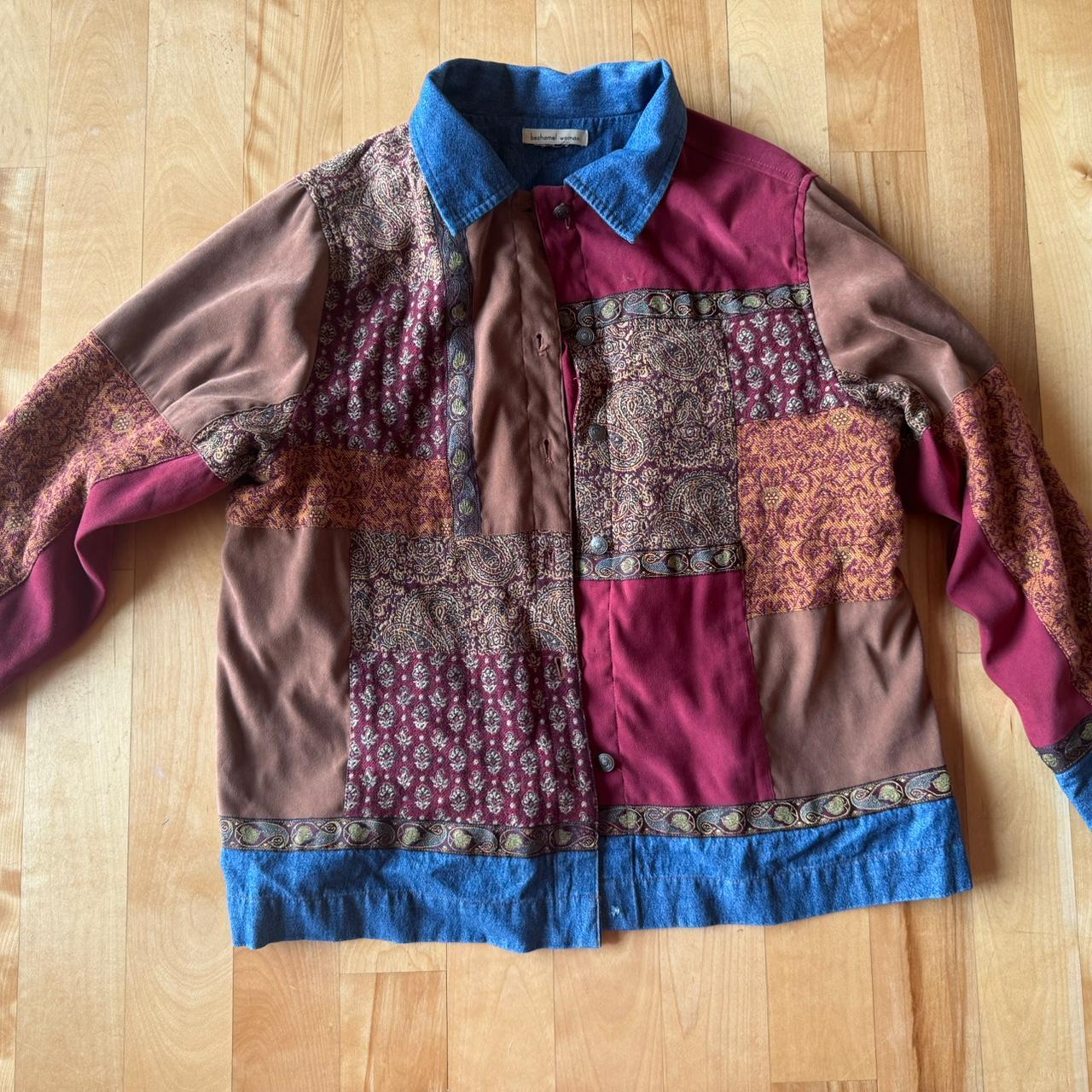 Women's Jacket - Multi/Burgundy - S – patchwork d… - image 1