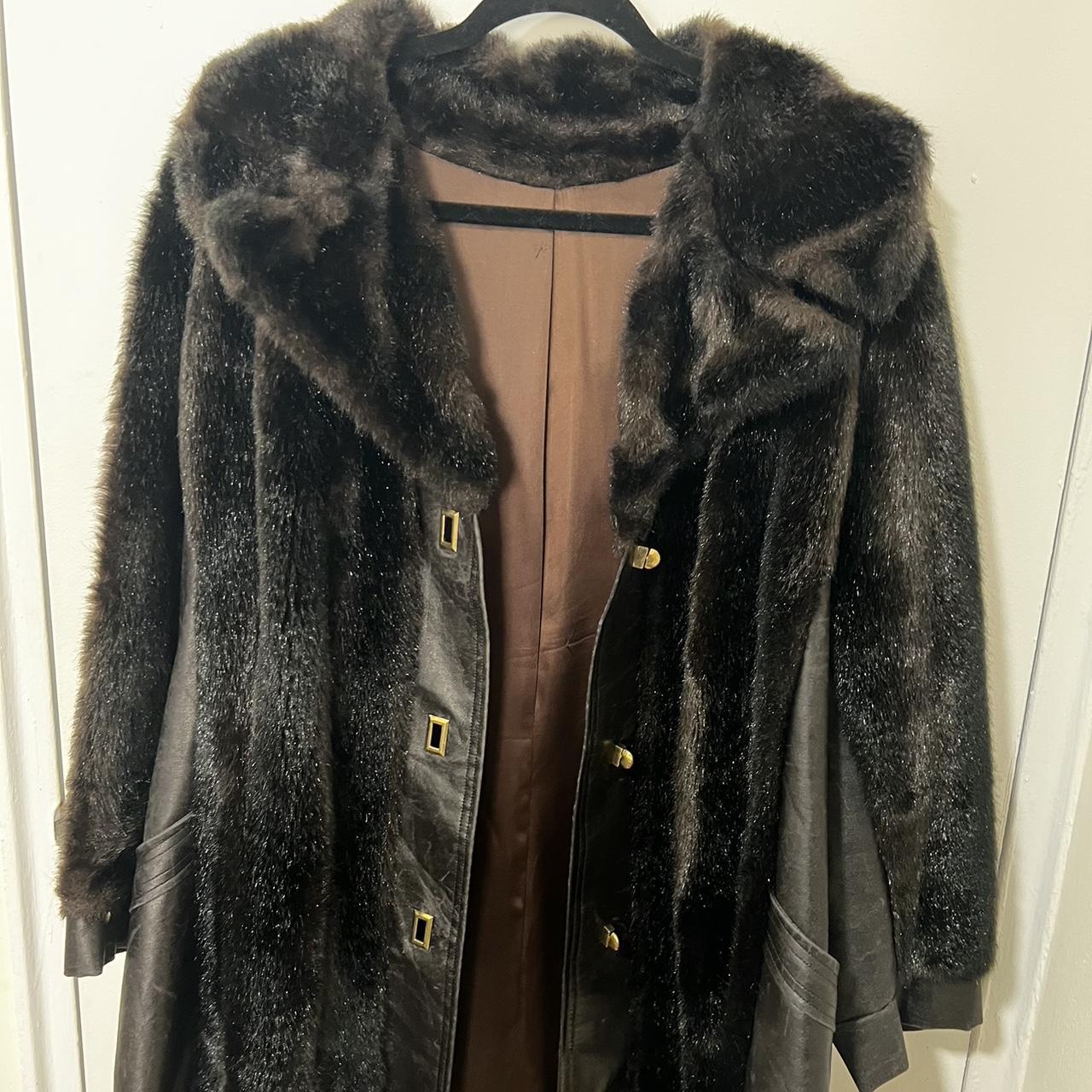 Vintage 1980s Leather and Fur Coat #coat #winter - Depop