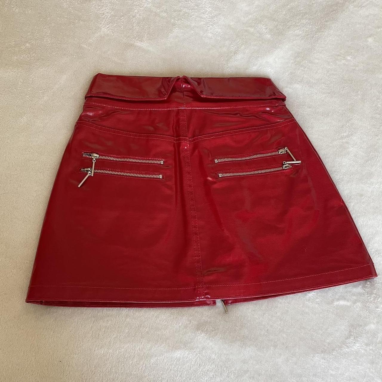 Adam Selman Women's Red and Silver Skirt (2)