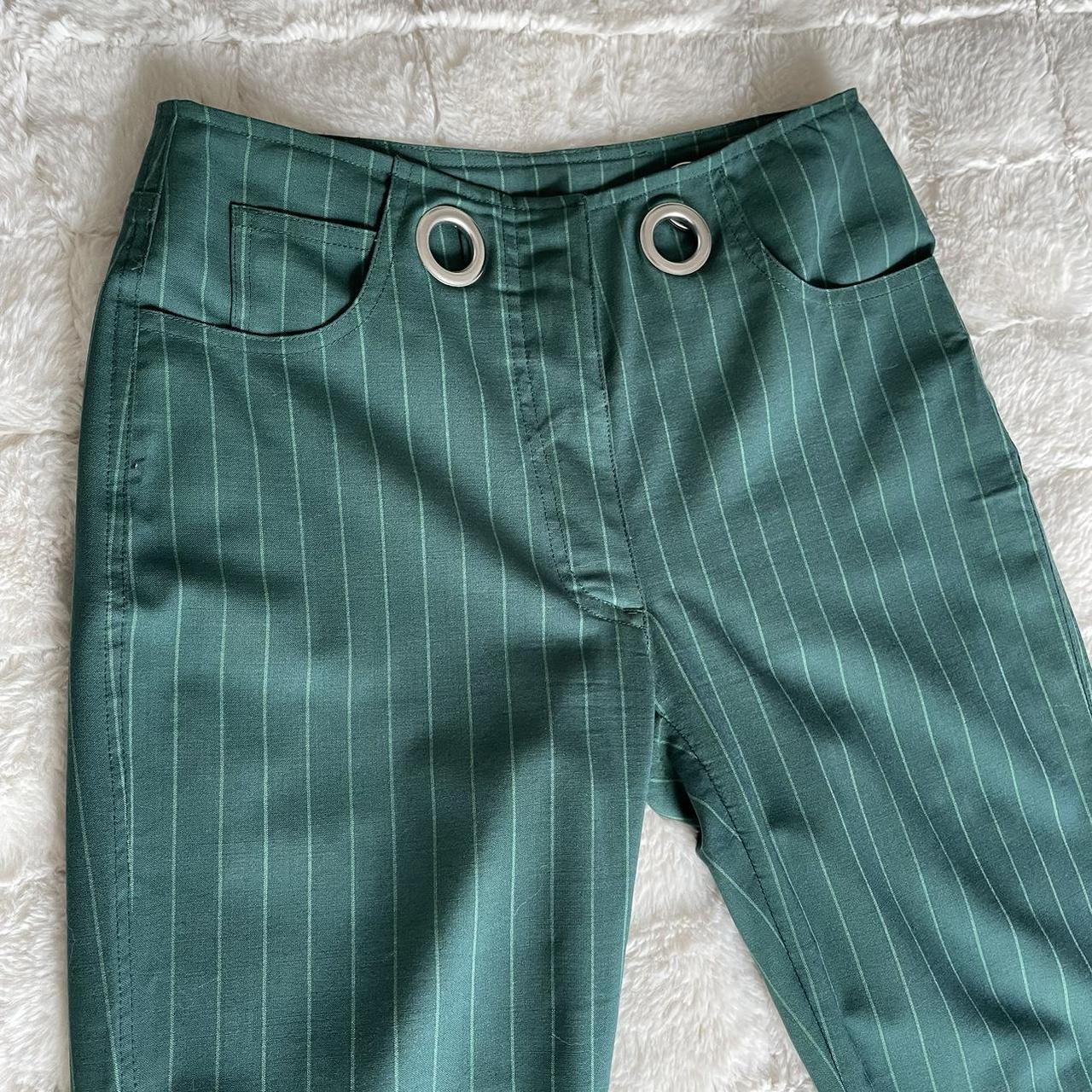 Miaou Women's Green and Silver Trousers | Depop