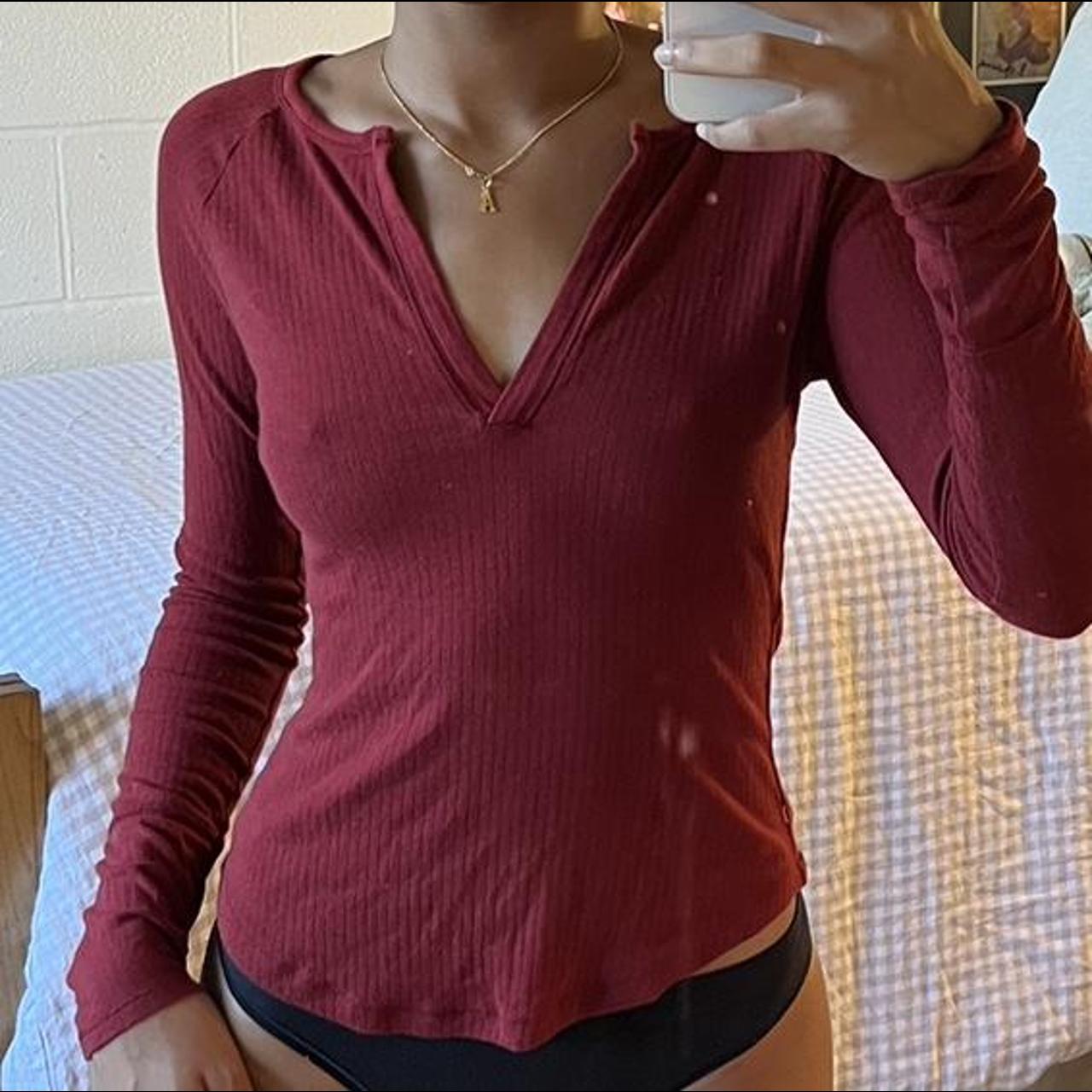 free people red long sleeve top in like new Depop free people red long sleeve top in like new Depop
