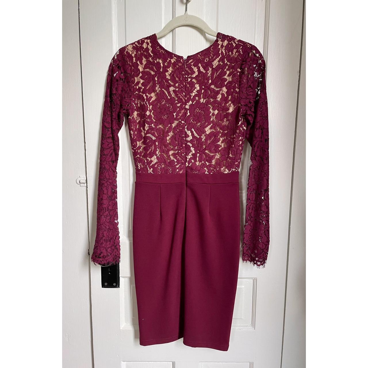 Lulus Burgundy Long Sleeve Lace Dress Depop