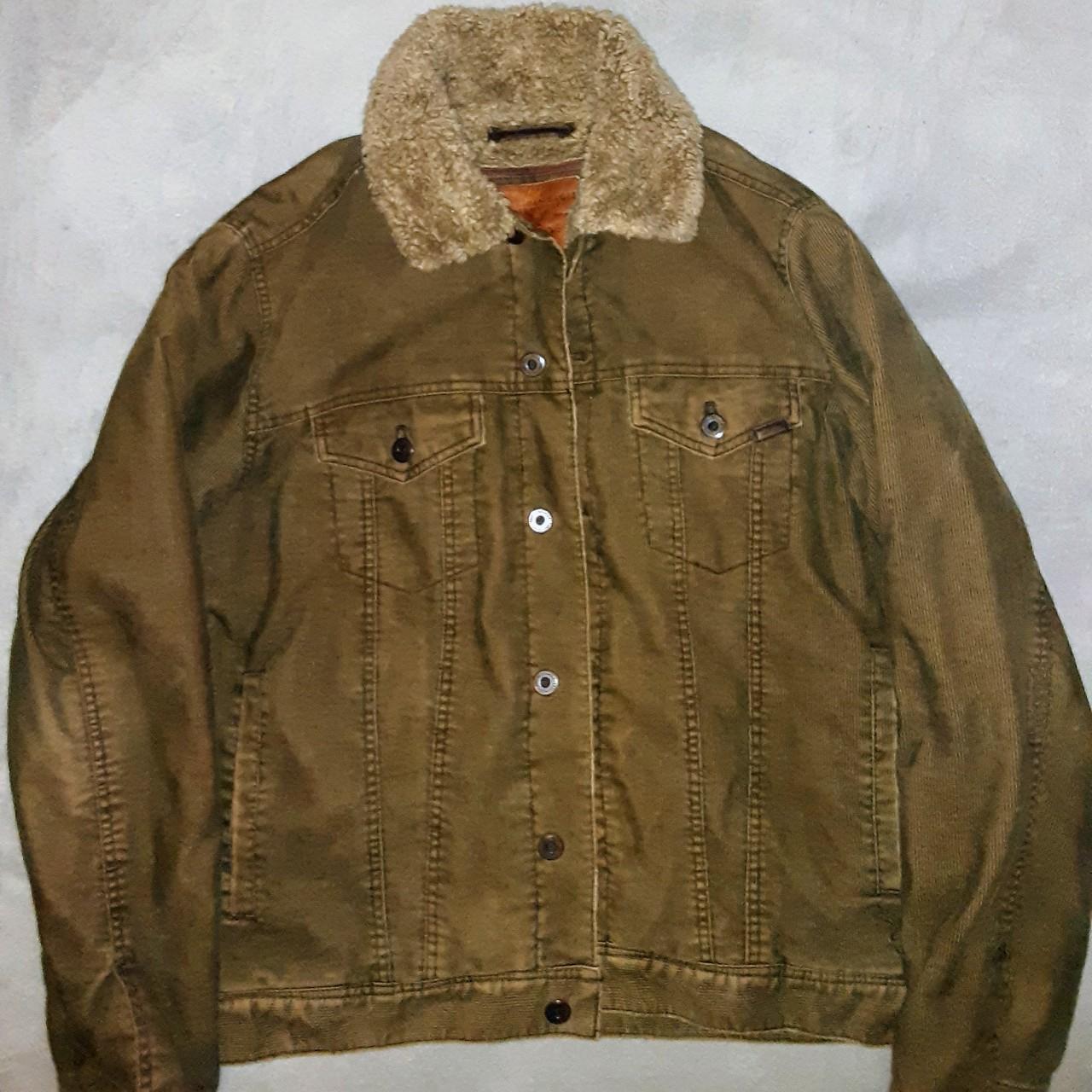 AMERICAN EAGLE OLIVE/BROWN CORDUROY SHERPA JACKET... - Depop