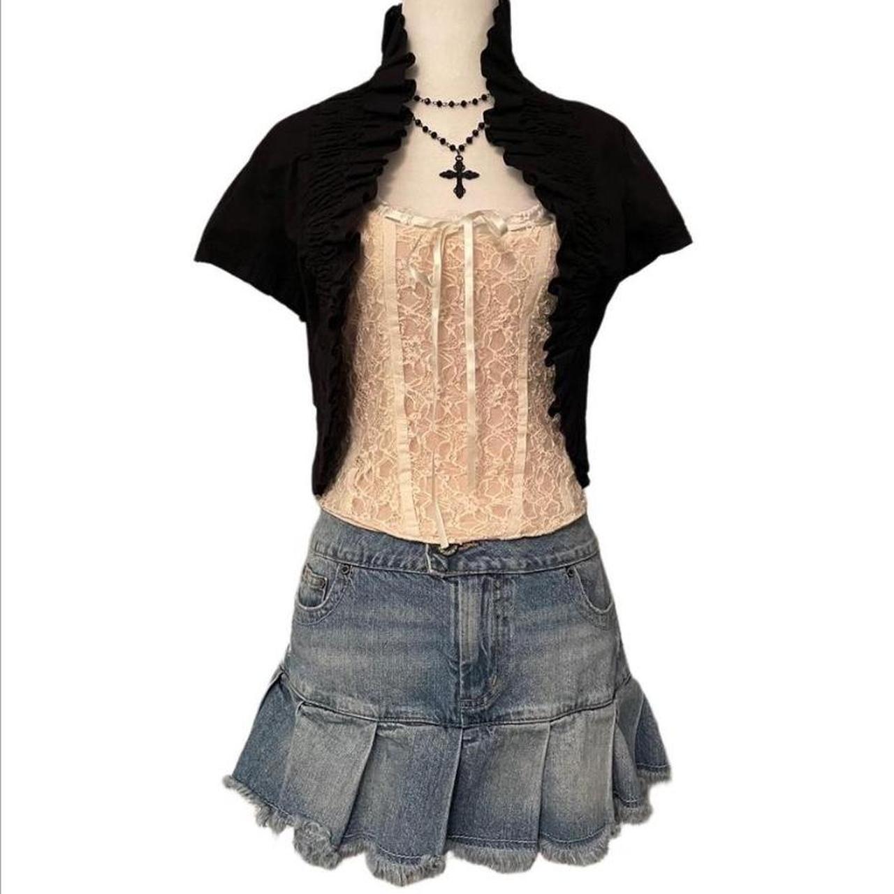 REPOP! Y2k vampy girly grunge steampunk style ruched... - Depop