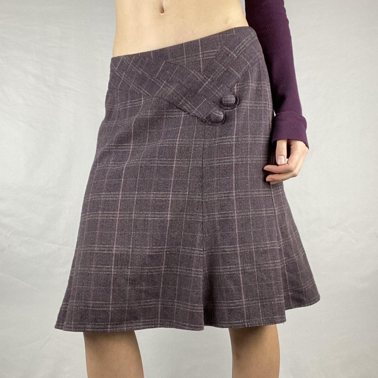 Purple Plaid Midi Skirt Adorable Vintage Nanette Depop