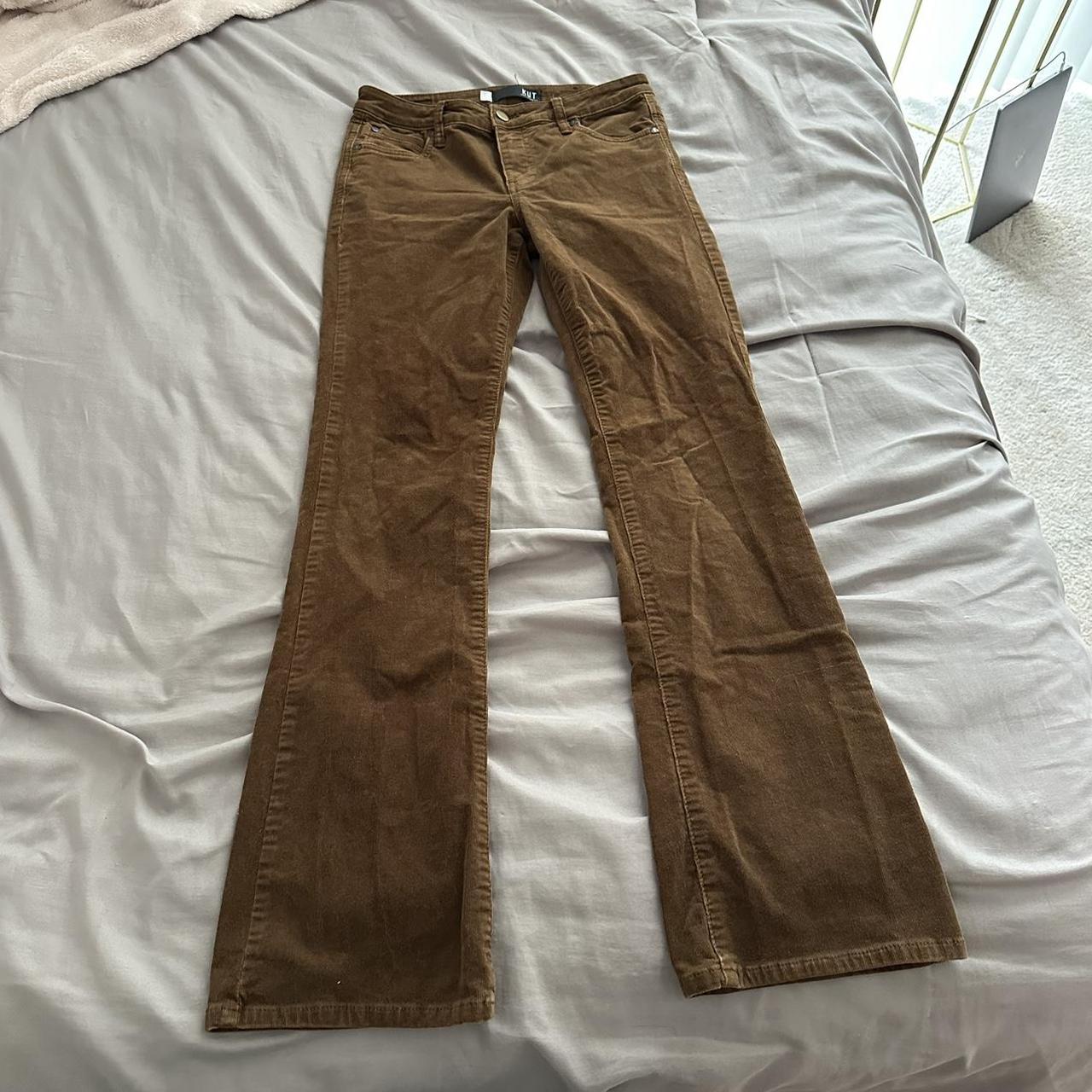 low rise brown corduroy bootcut pants size 2 - Depop