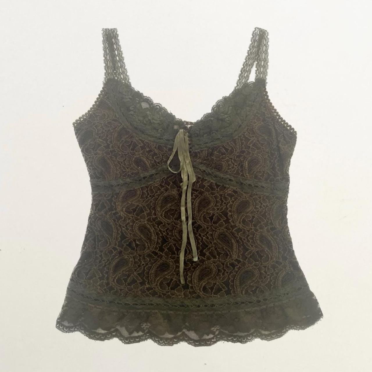 Vintage fairycore lace top. In green lace and mesh... - Depop