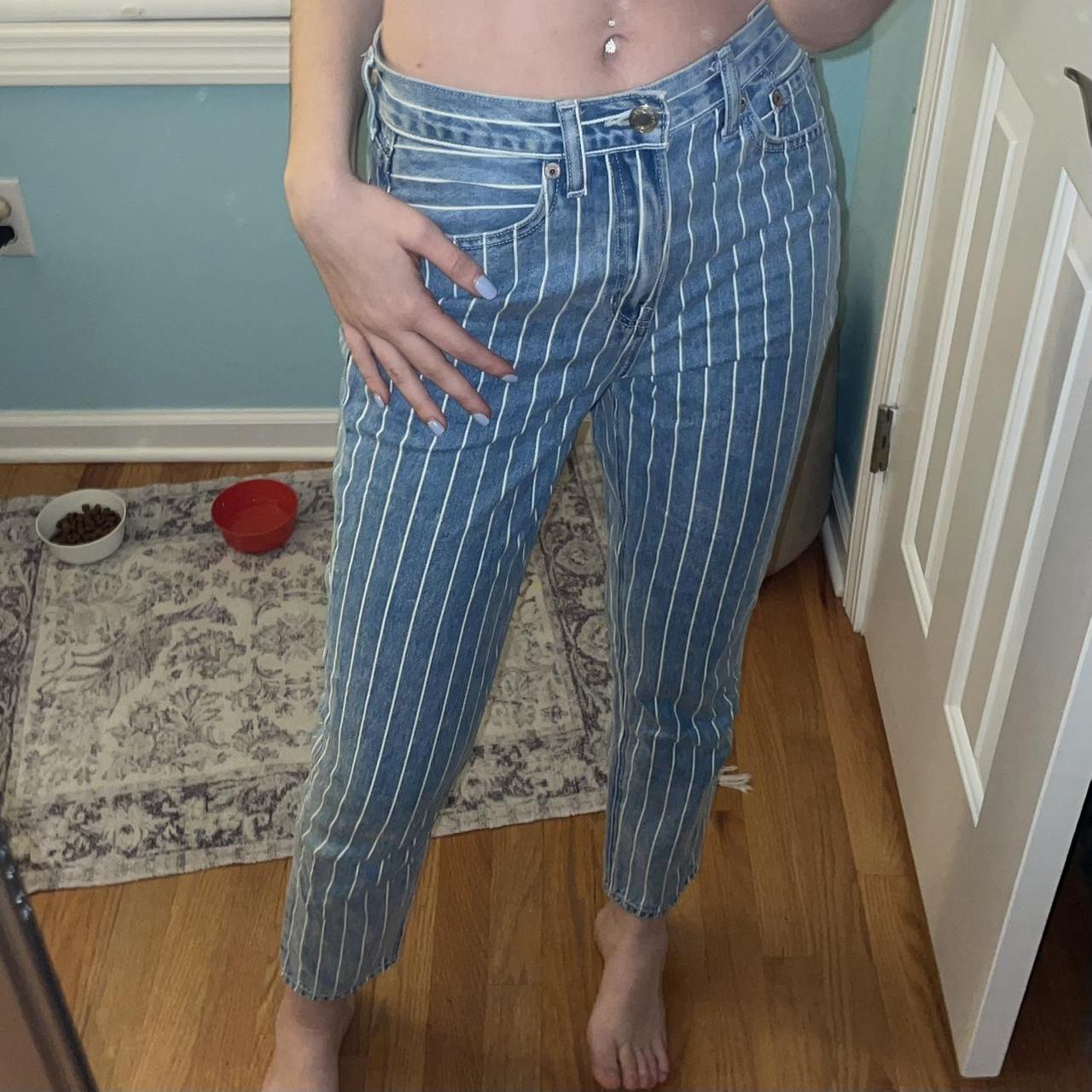 Pinstripe 2024 mom jeans