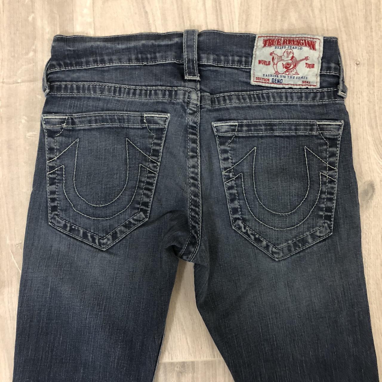 True Religion Men's Geno Relaxed Slim Fit Dark Blue... - Depop