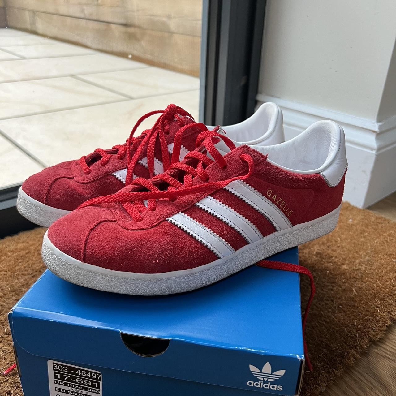 mens red adidas gazelle trainers