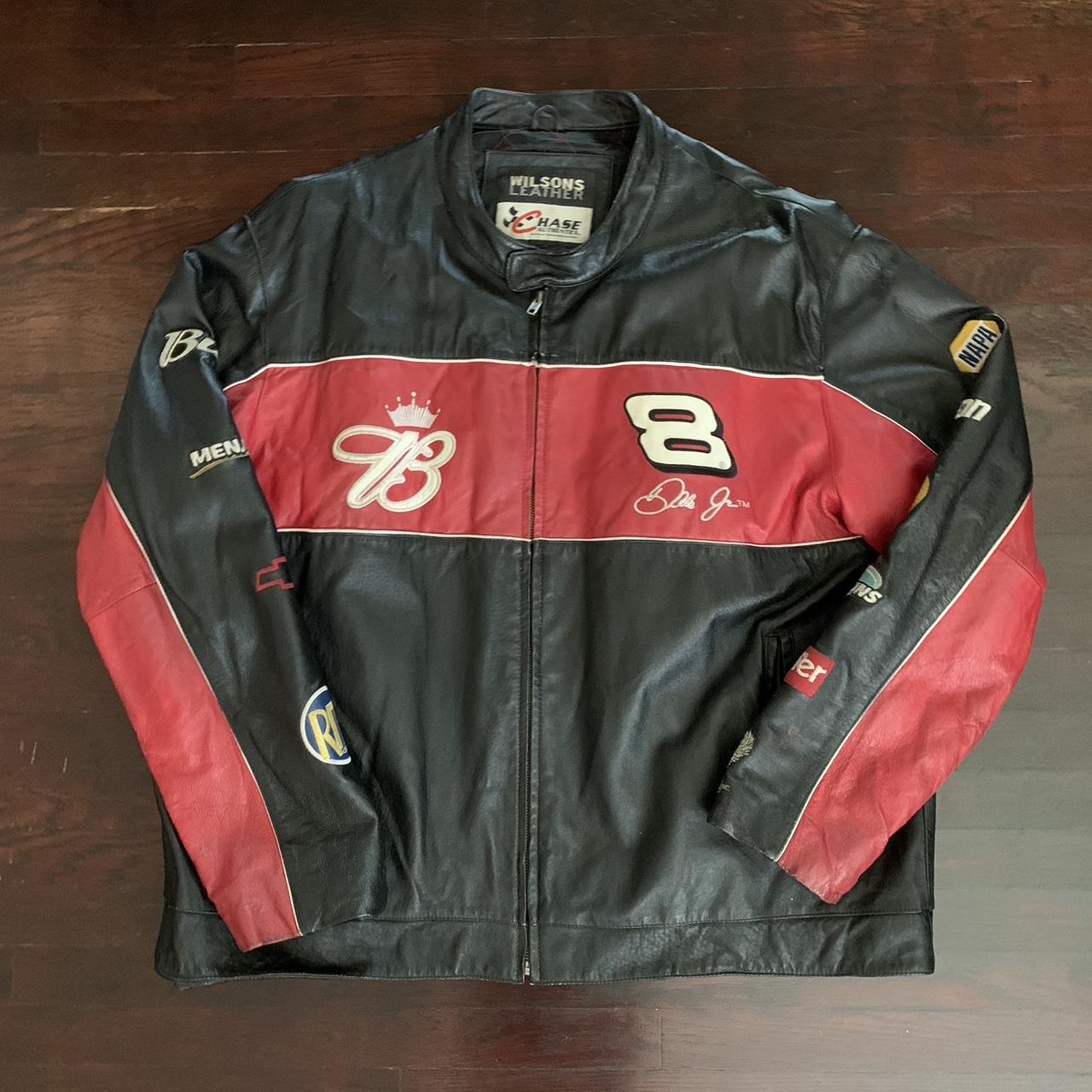 vintage 90s wilsons leather racing jacket dale... - Depop