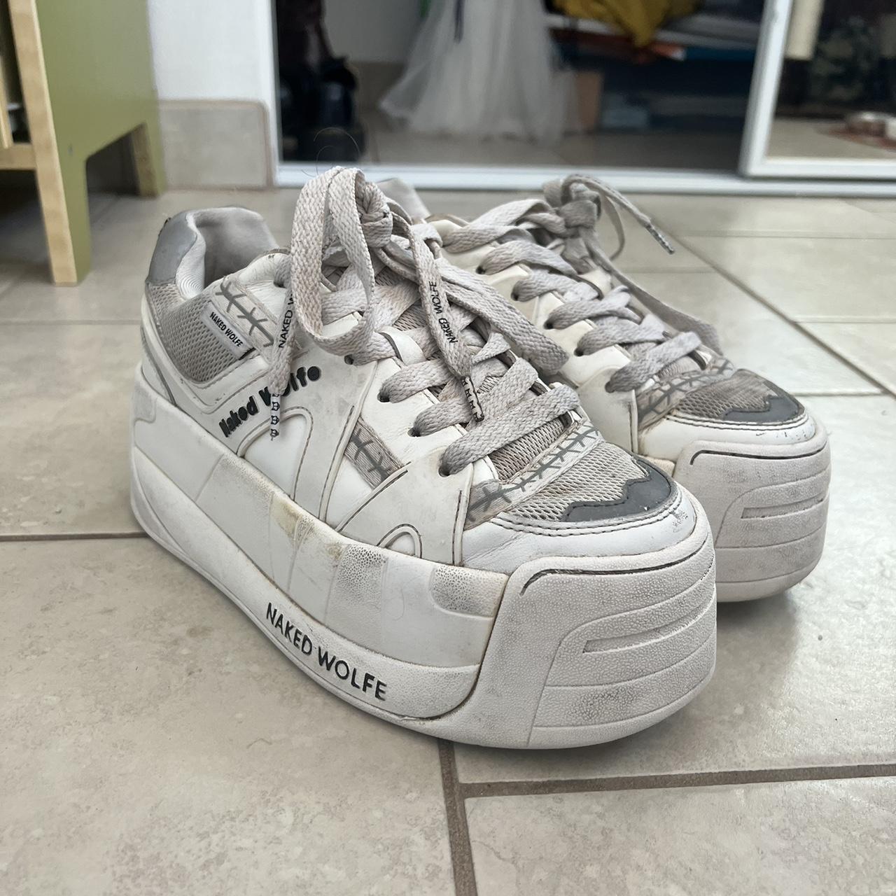 Naked Wolfe Skater White Platform Sneakers Size 6 Depop